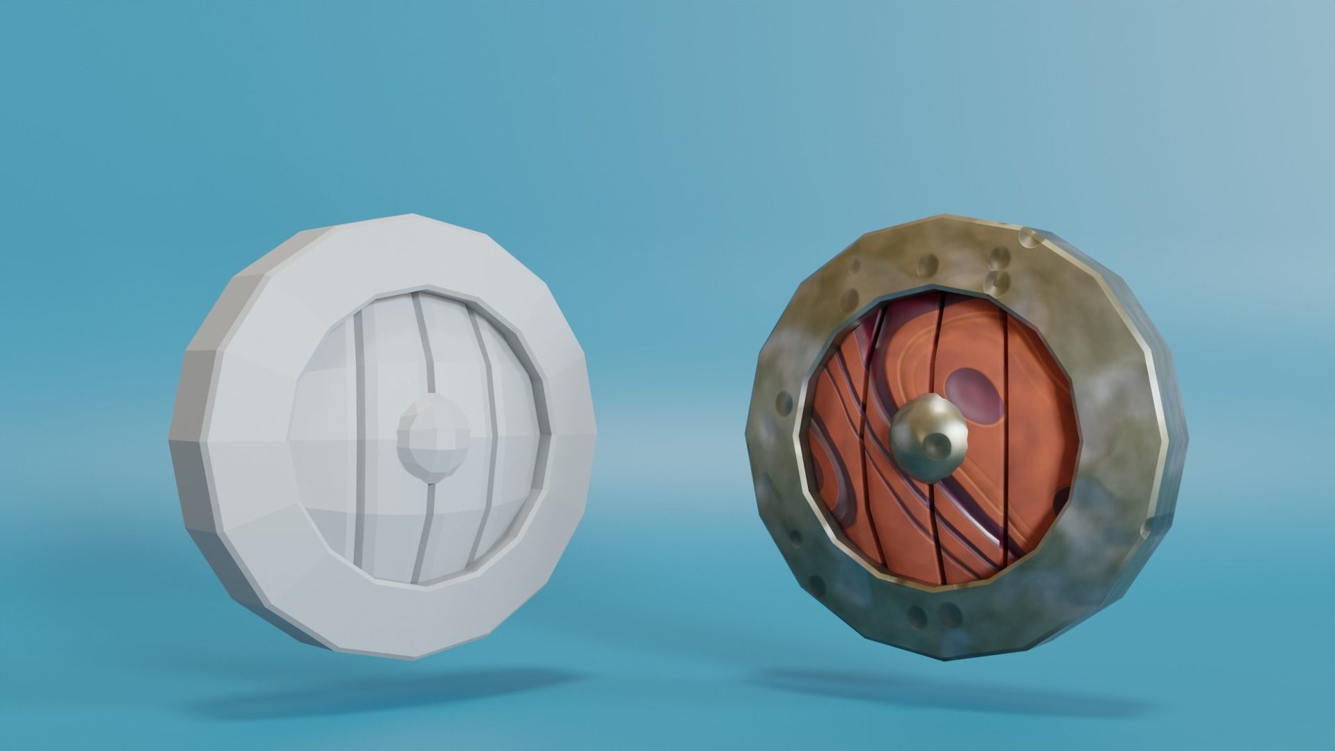 Procedural Stylized Low Poly 3 Shield Models  Low-poly 3D model_3