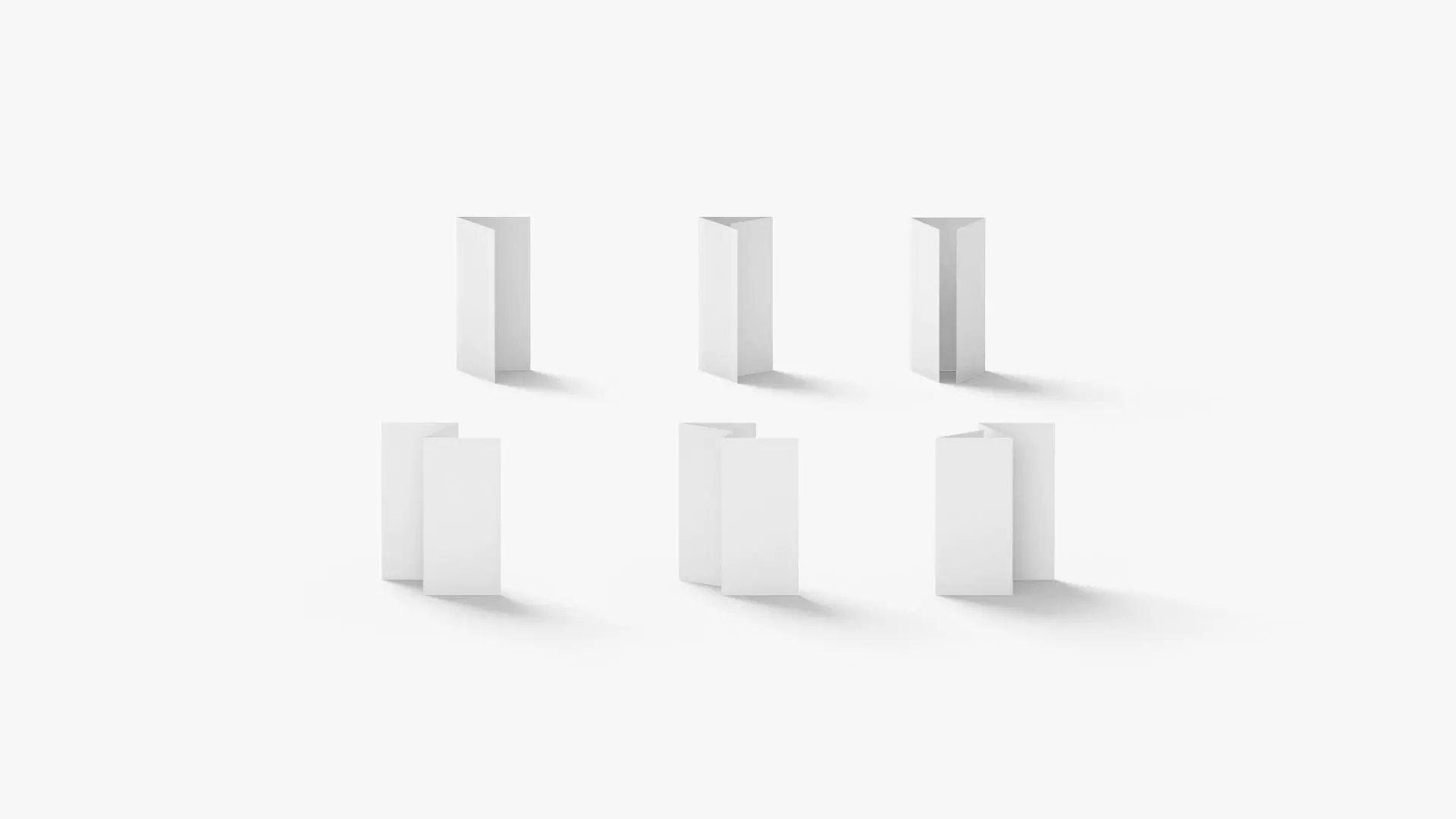 White 6 Flyers and Booklets Set - fold leaflet brochure stand Low-poly 3D model