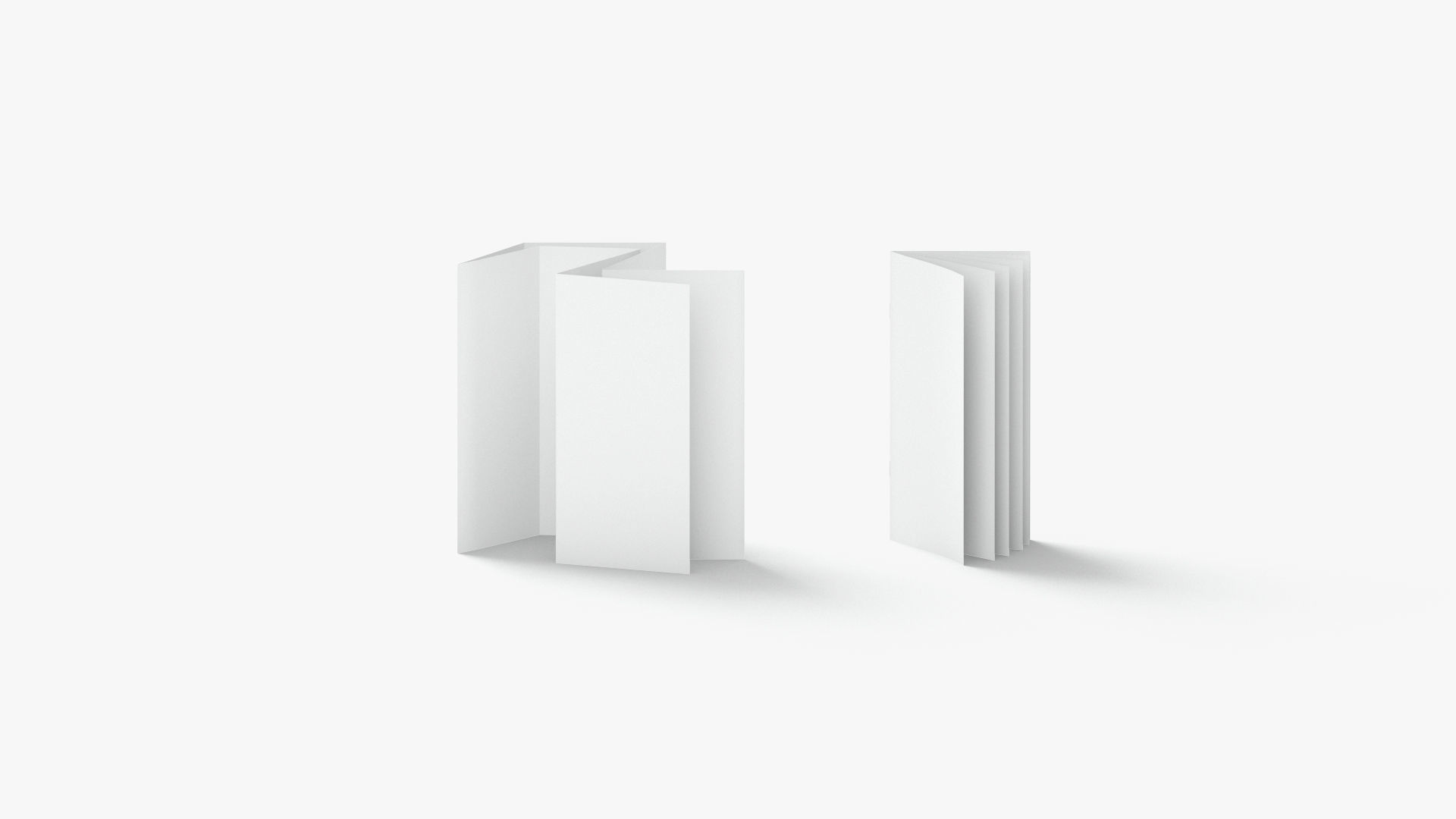 White 6 Flyers and Booklets Set - fold leaflet brochure Low-poly 3D model_2