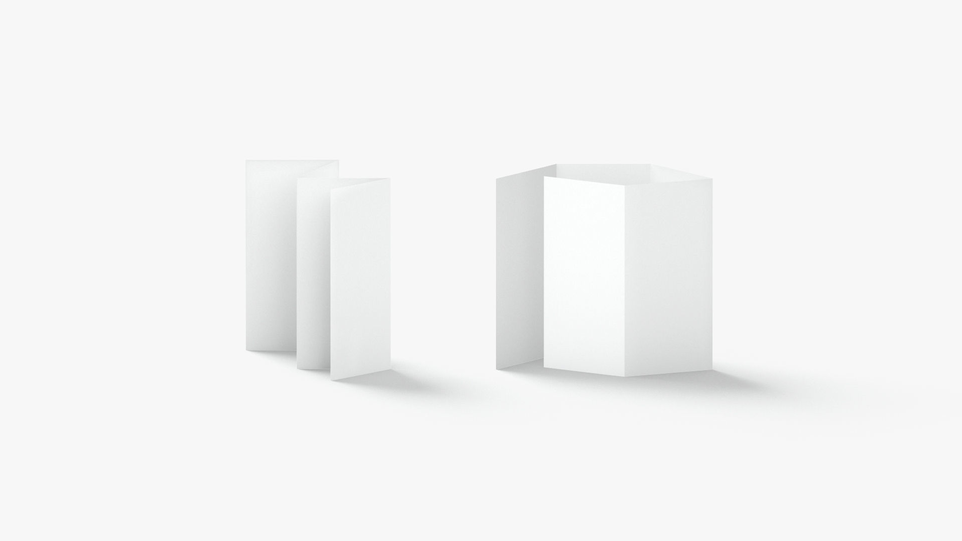 White 6 Flyers and Booklets Set - fold leaflet brochure Low-poly 3D model_4