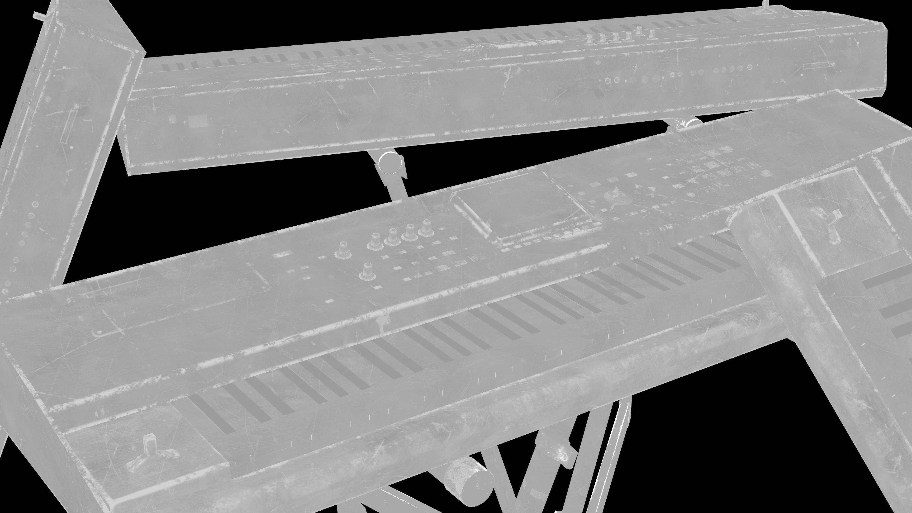 Electronic Piano Keyboard on Stand - PBR Game Ready Props Low-poly 3D model_6