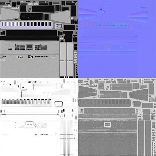 Electronic Piano Keyboard on Stand - PBR Game Ready Props Low-poly 3D model_4