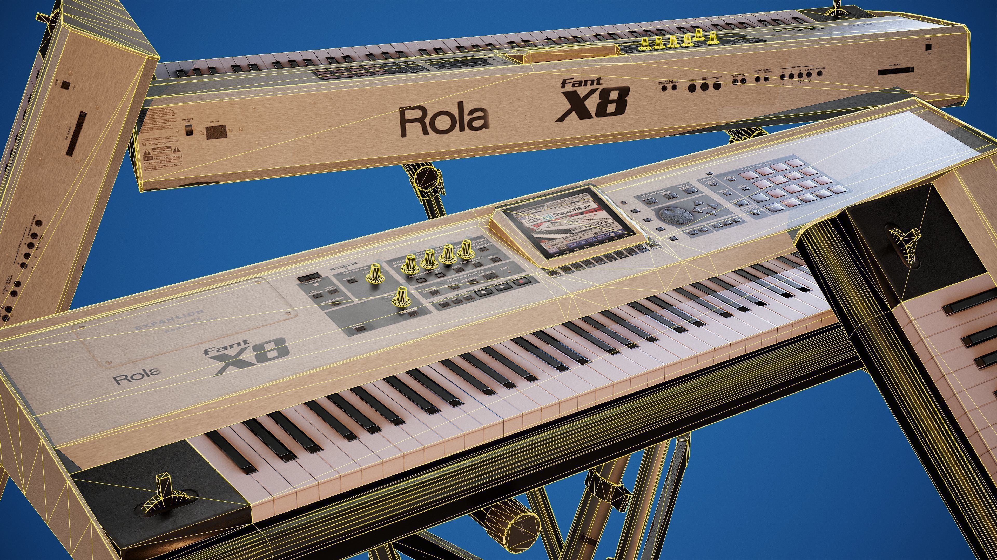 Electronic Piano Keyboard on Stand - PBR Game Ready Props Low-poly 3D model_1