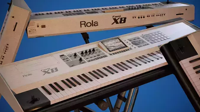 Electronic Piano Keyboard on Stand - PBR Game Ready Props Low-poly 3D model