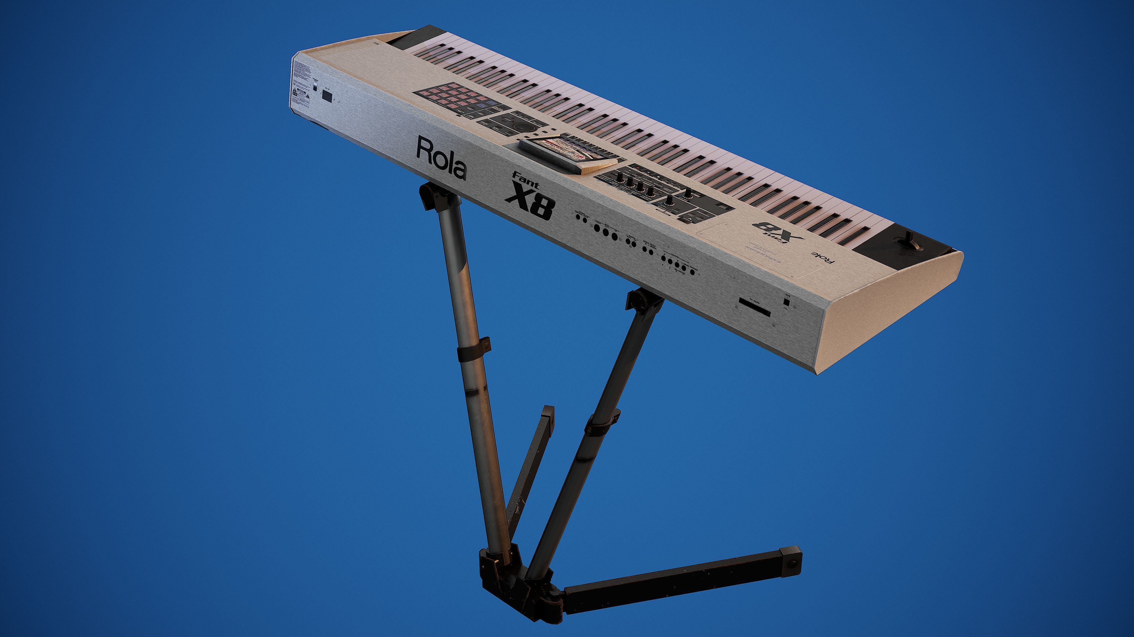 Electronic Piano Keyboard on Stand - PBR Game Ready Props Low-poly 3D model_2