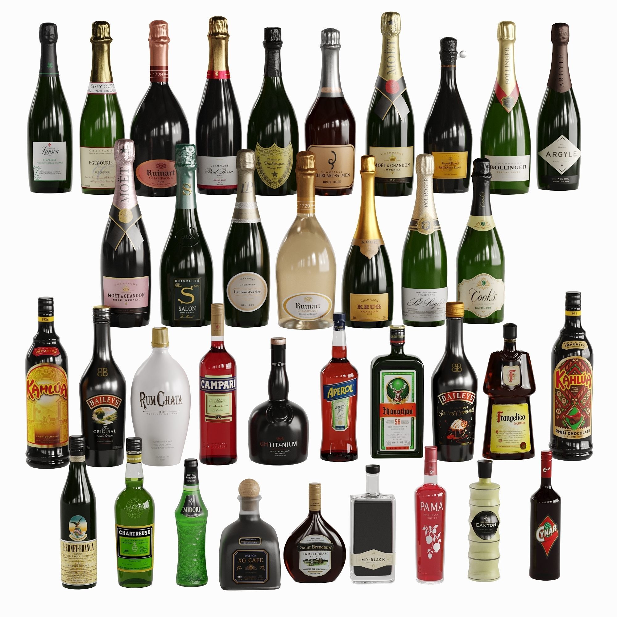 Bottles Vol 5  36 Champagne And Liqueurs Low-poly 3D model_4