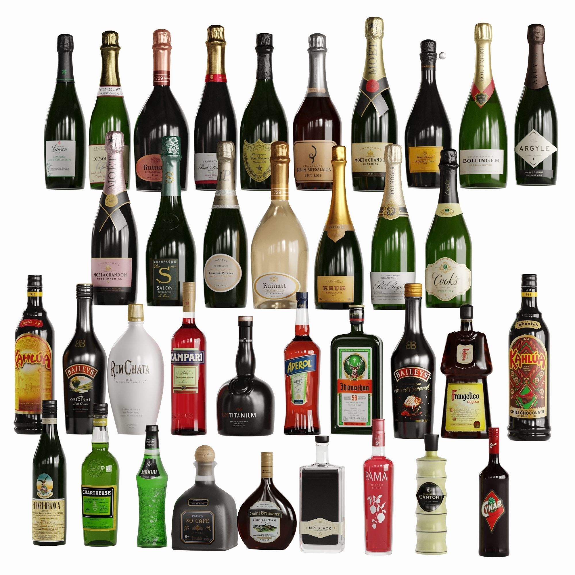 Bottles Vol 5  36 Champagne And Liqueurs Low-poly 3D model_3