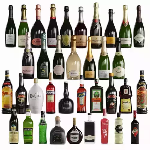 Bottles Vol 5  36 Champagne And Liqueurs Low-poly 3D model