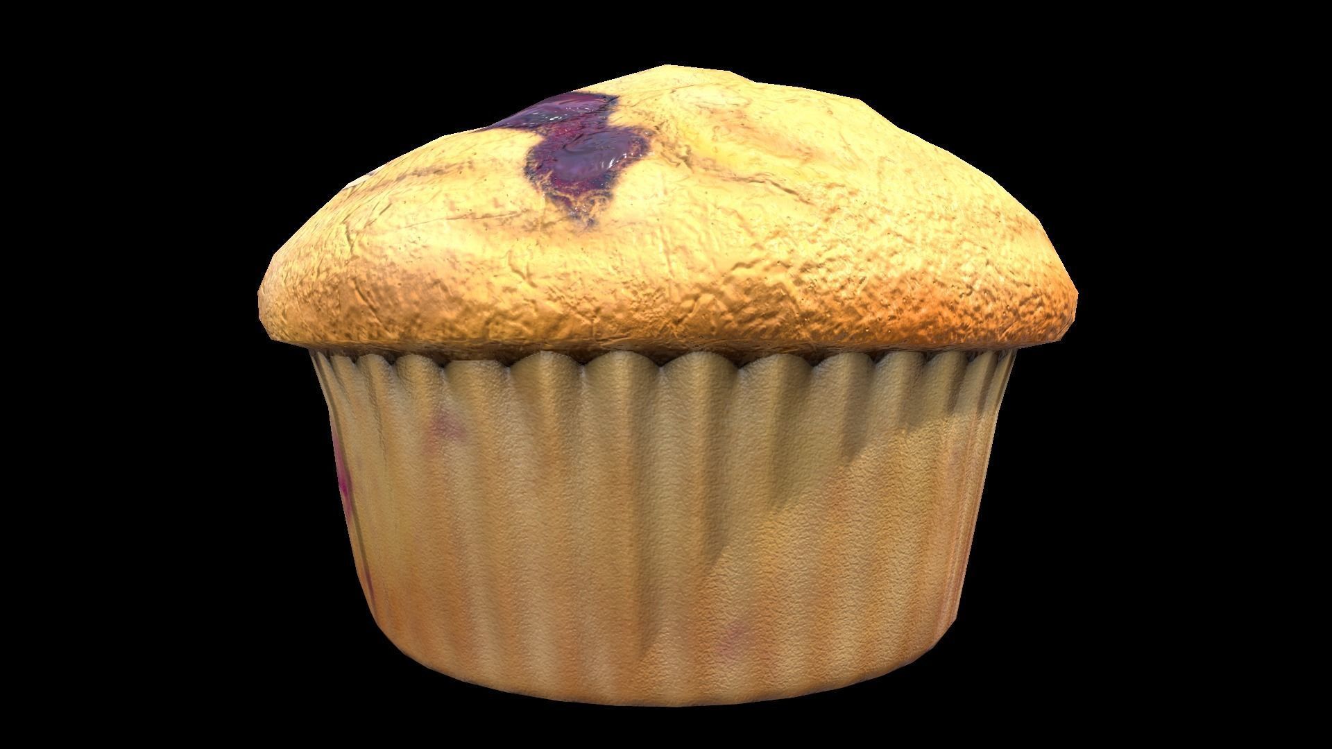 Blueberry Muffin Low-poly 3D model_4