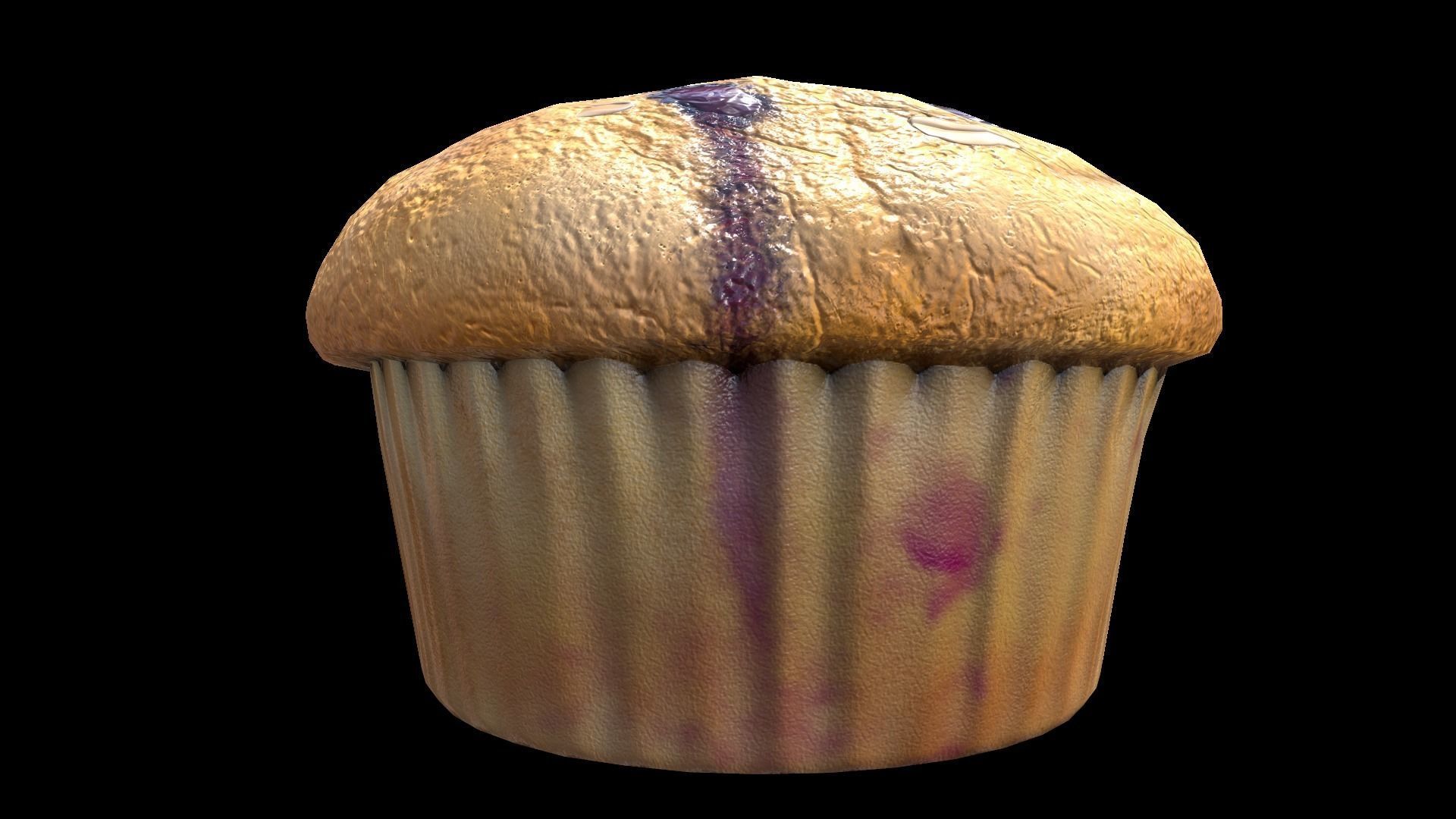 Blueberry Muffin Low-poly 3D model_8