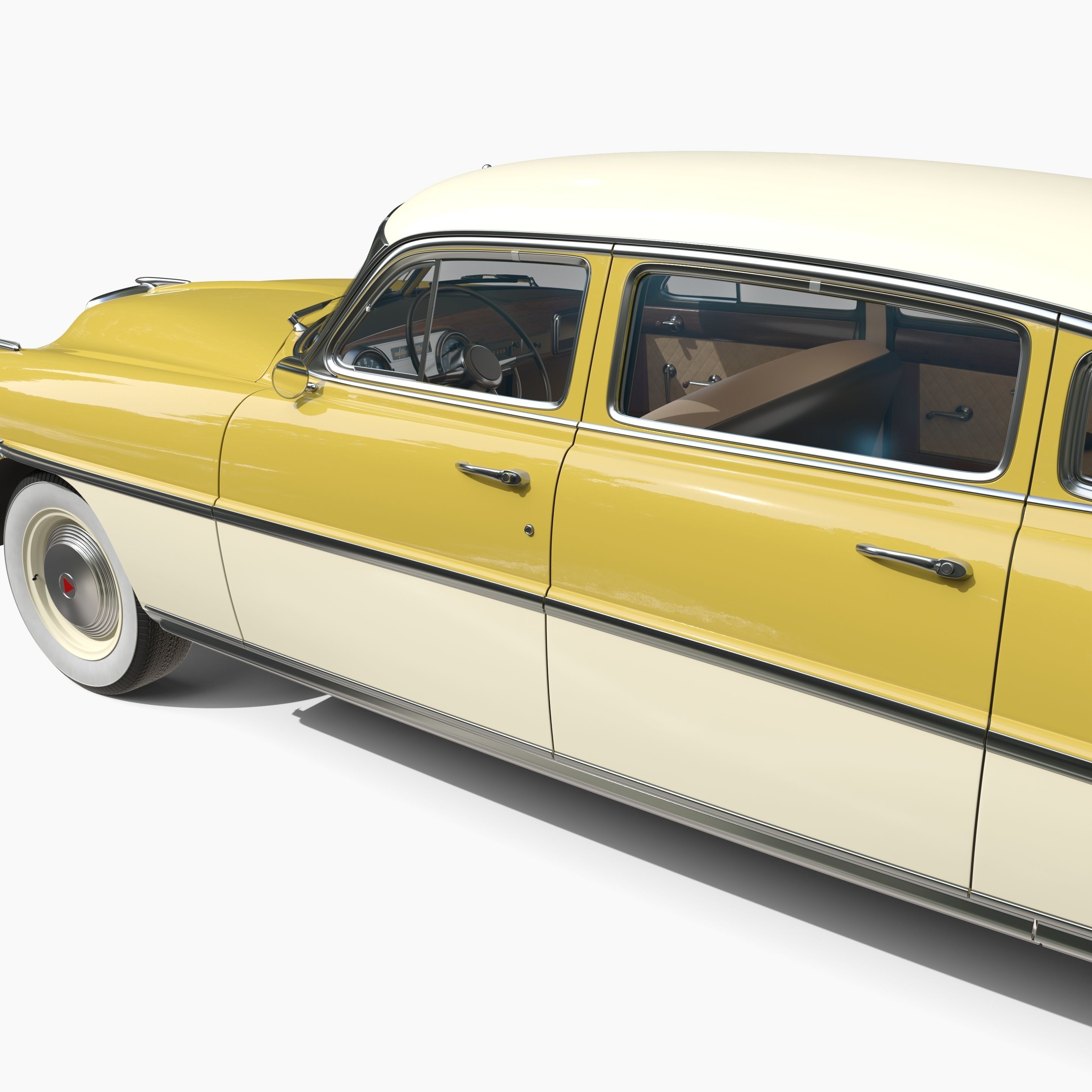 Generic 50s sedan with interior 3D model_11