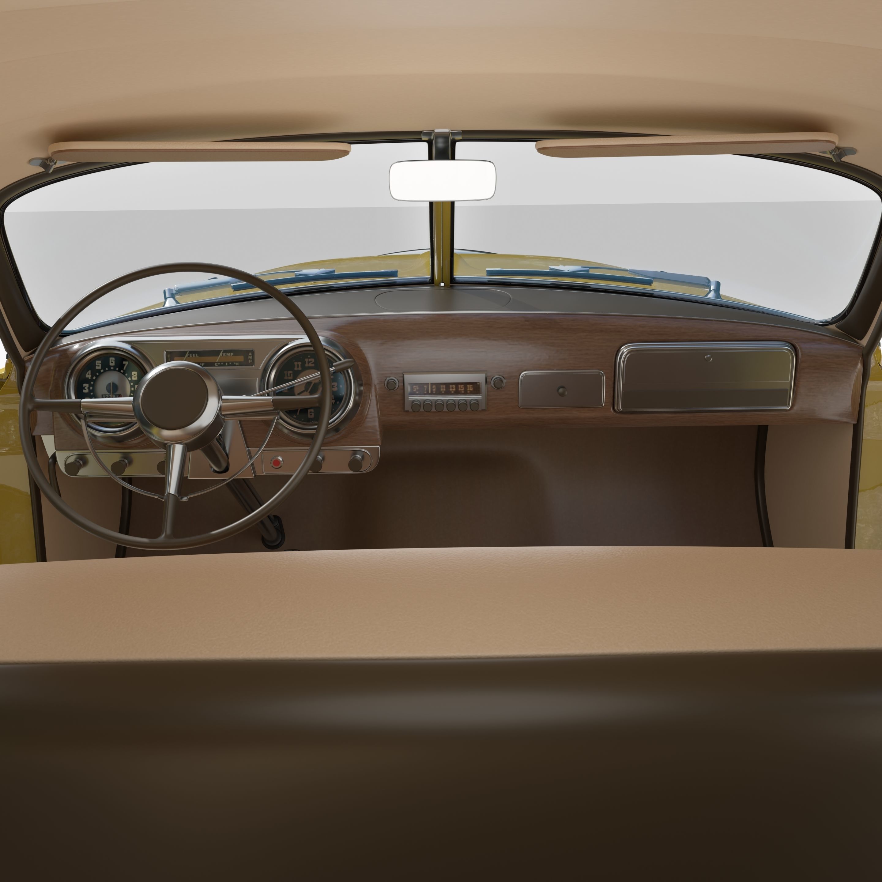 Generic 50s sedan with interior 3D model_25