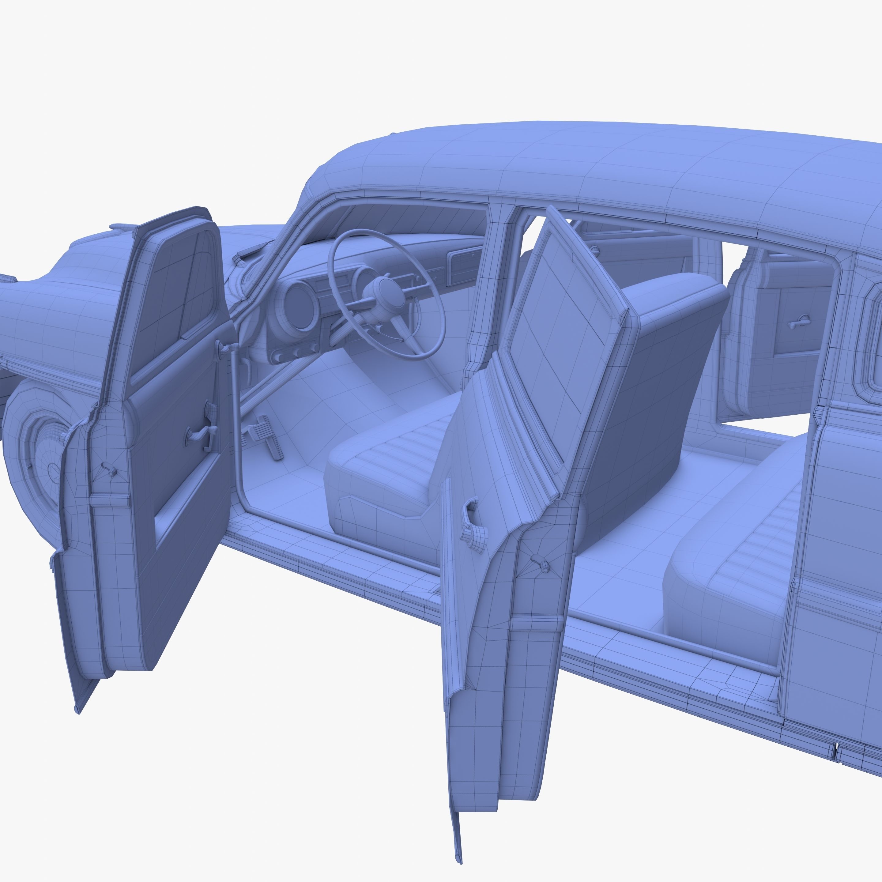Generic 50s sedan with interior 3D model_35