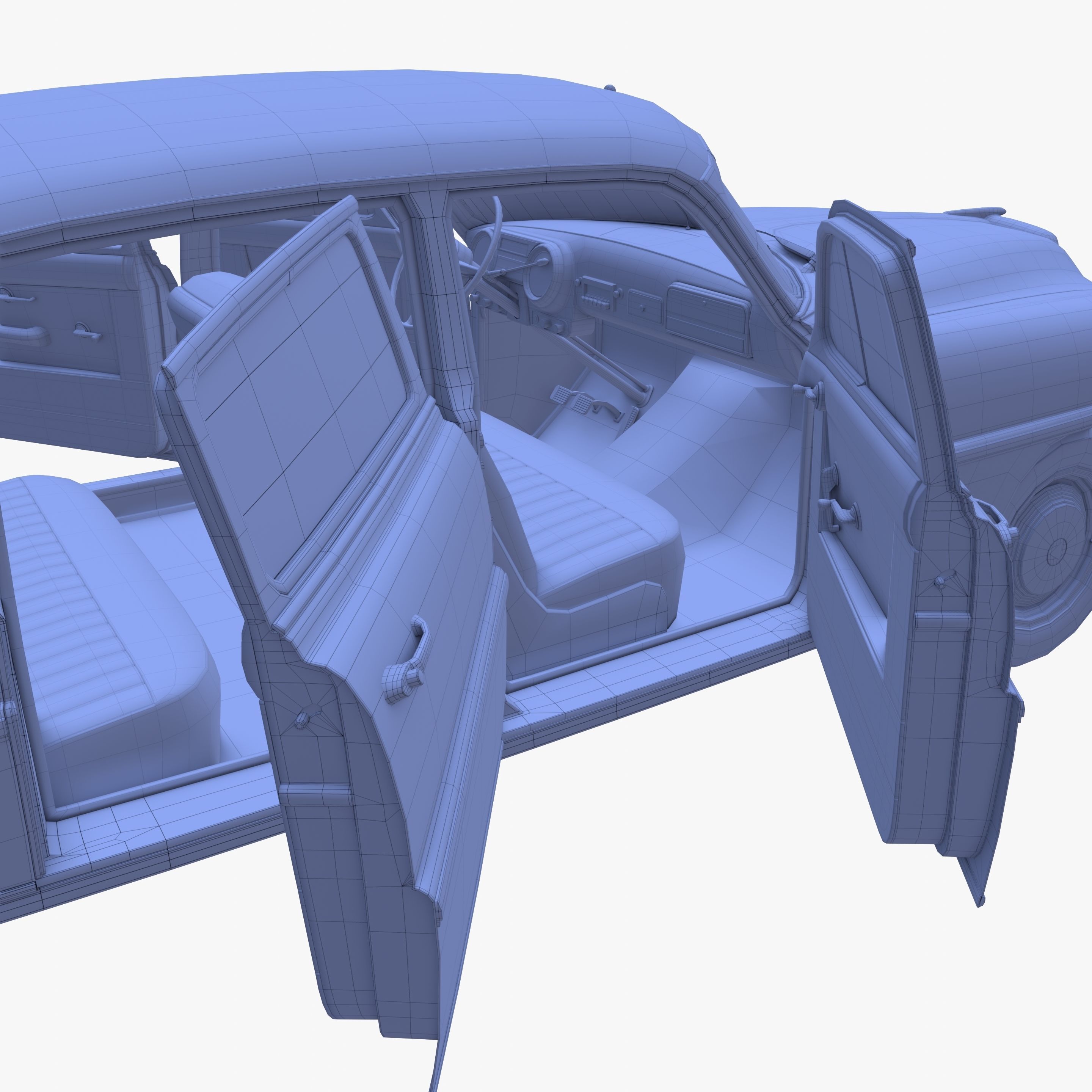 Generic 50s sedan with interior 3D model_38