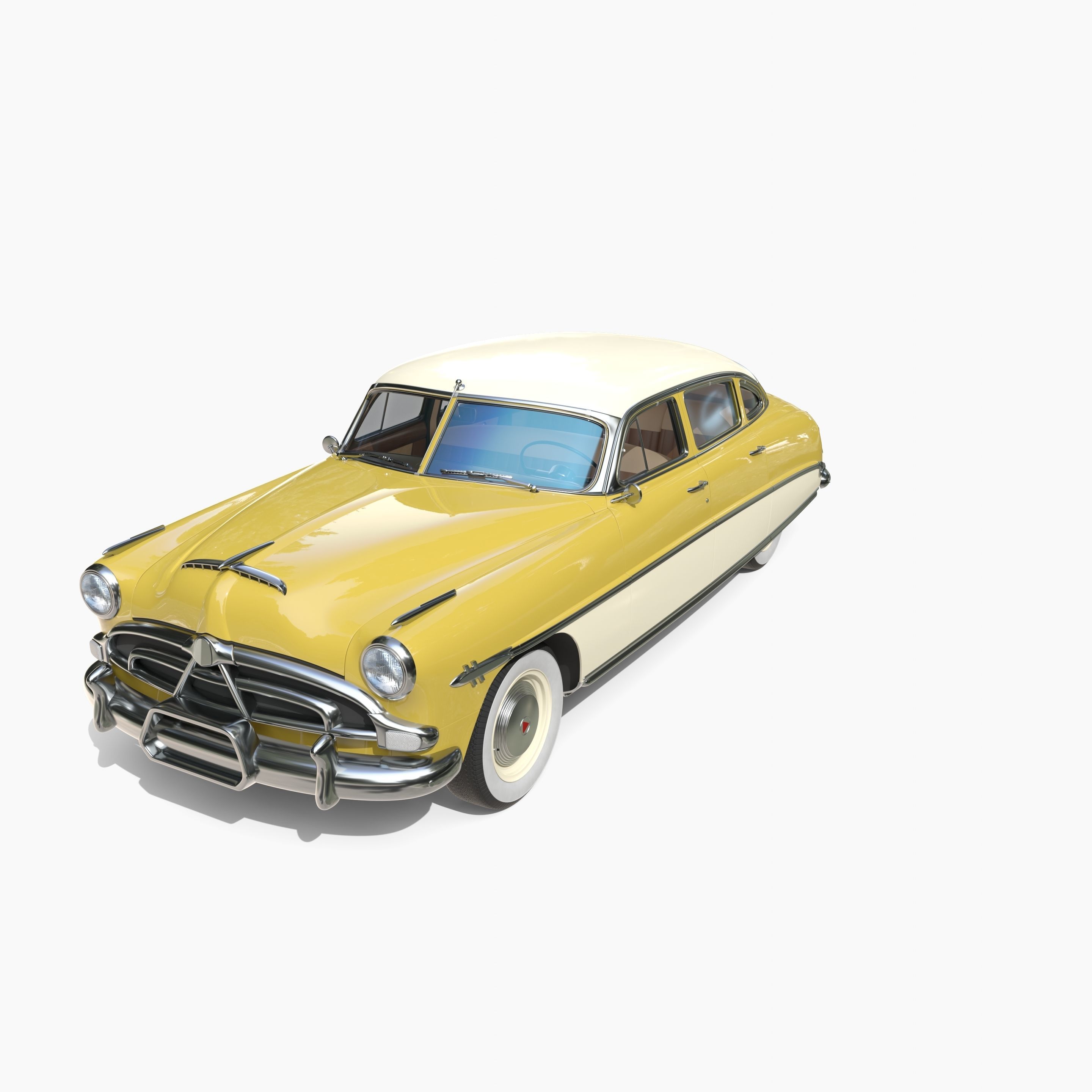 Generic 50s sedan with interior 3D model_7