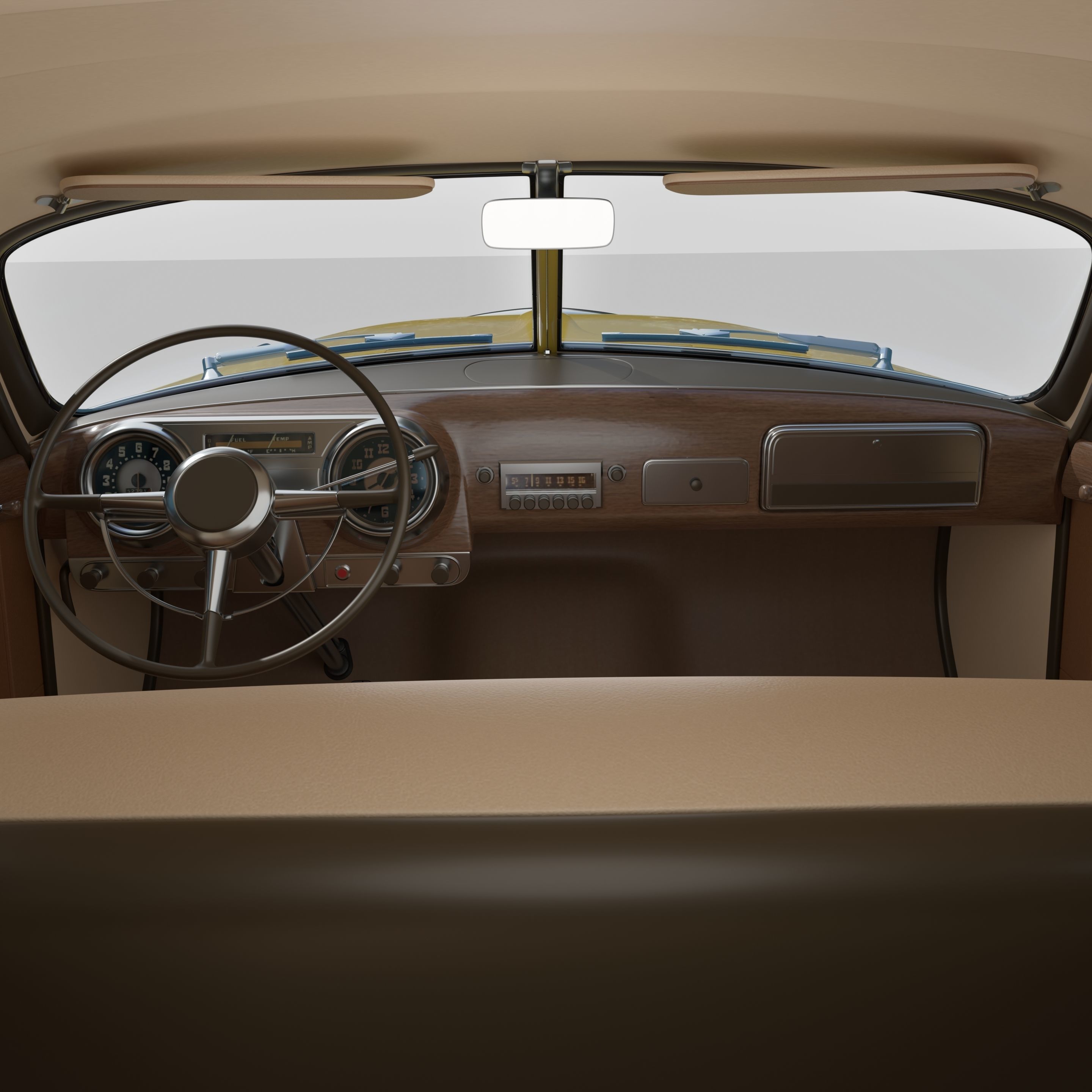Generic 50s sedan with interior 3D model_13