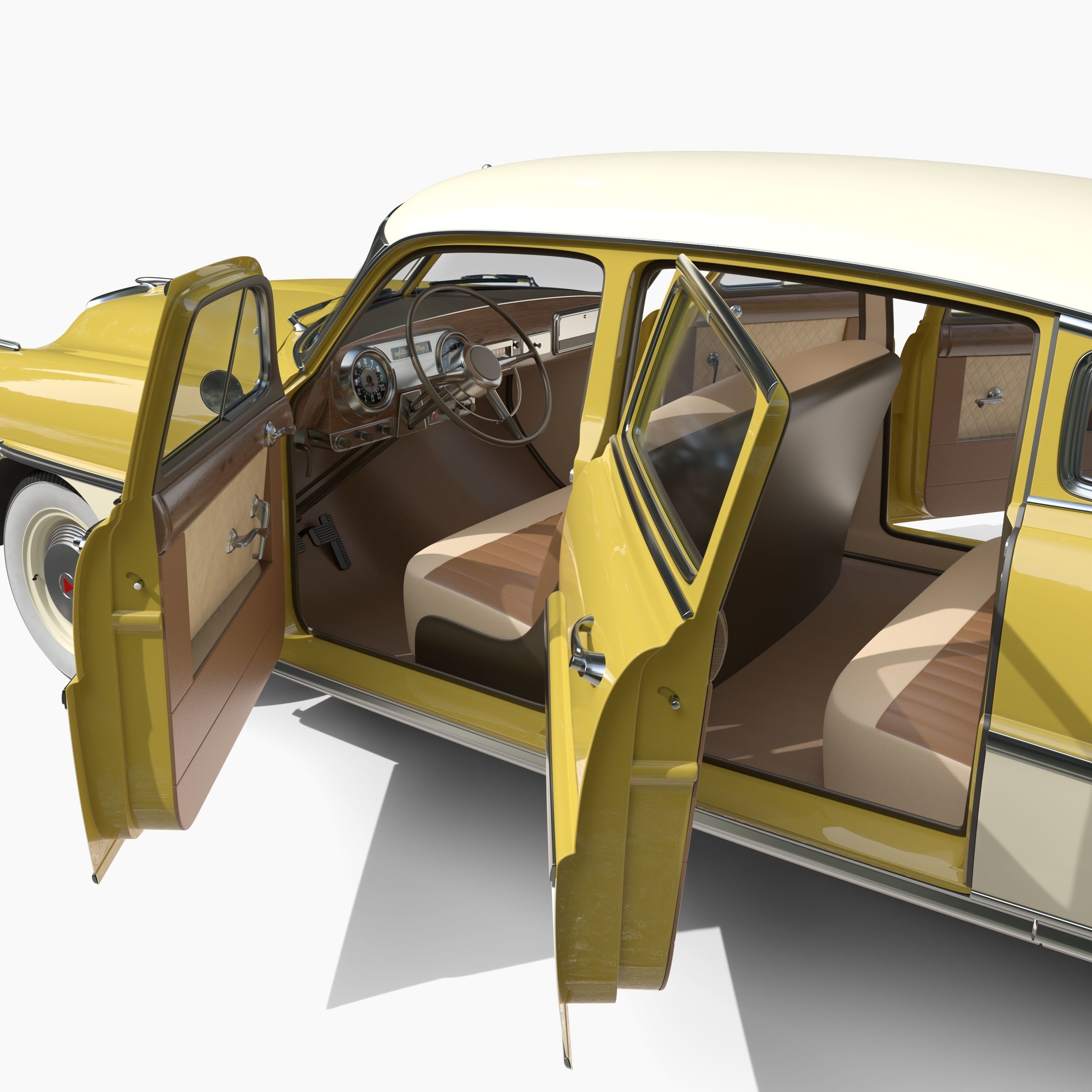 Generic 50s sedan with interior 3D model_24