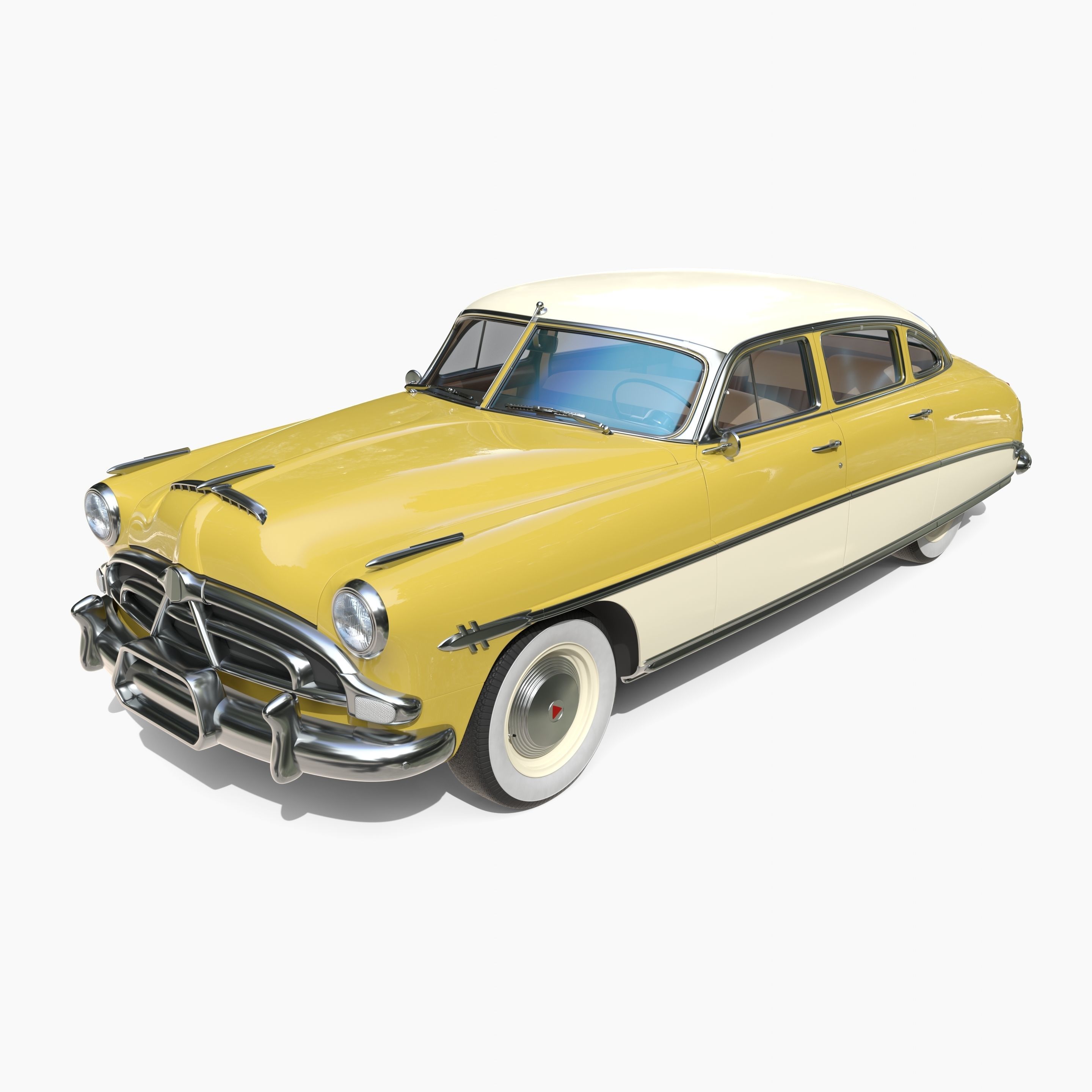 Generic 50s sedan with interior 3D model_12