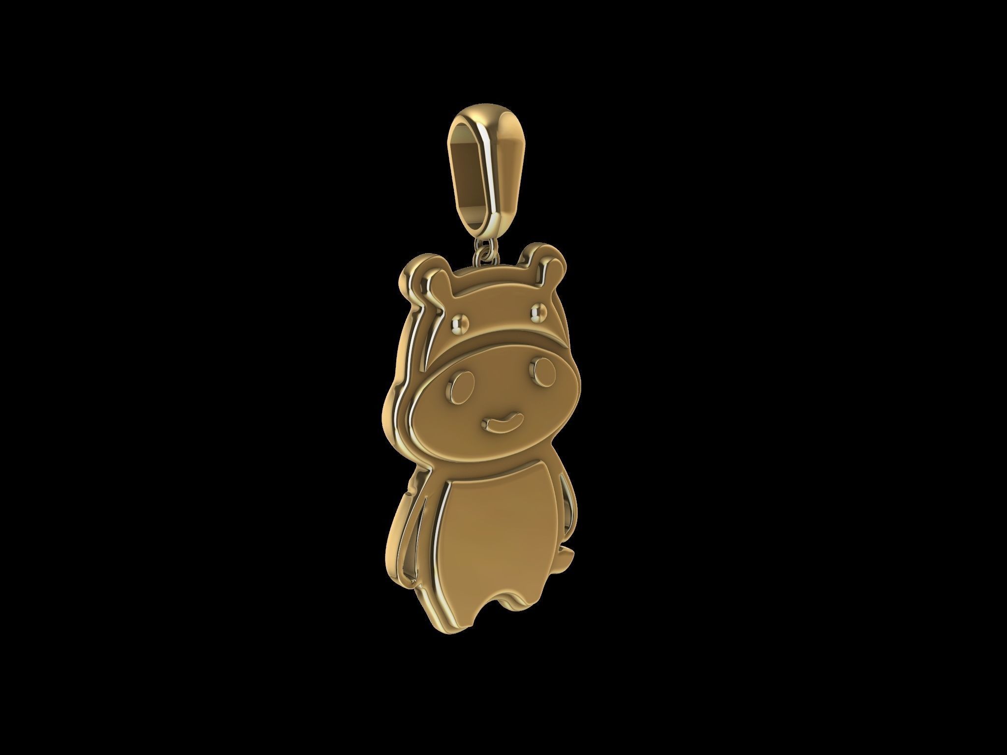 cute hippo pendant 3D print model_15