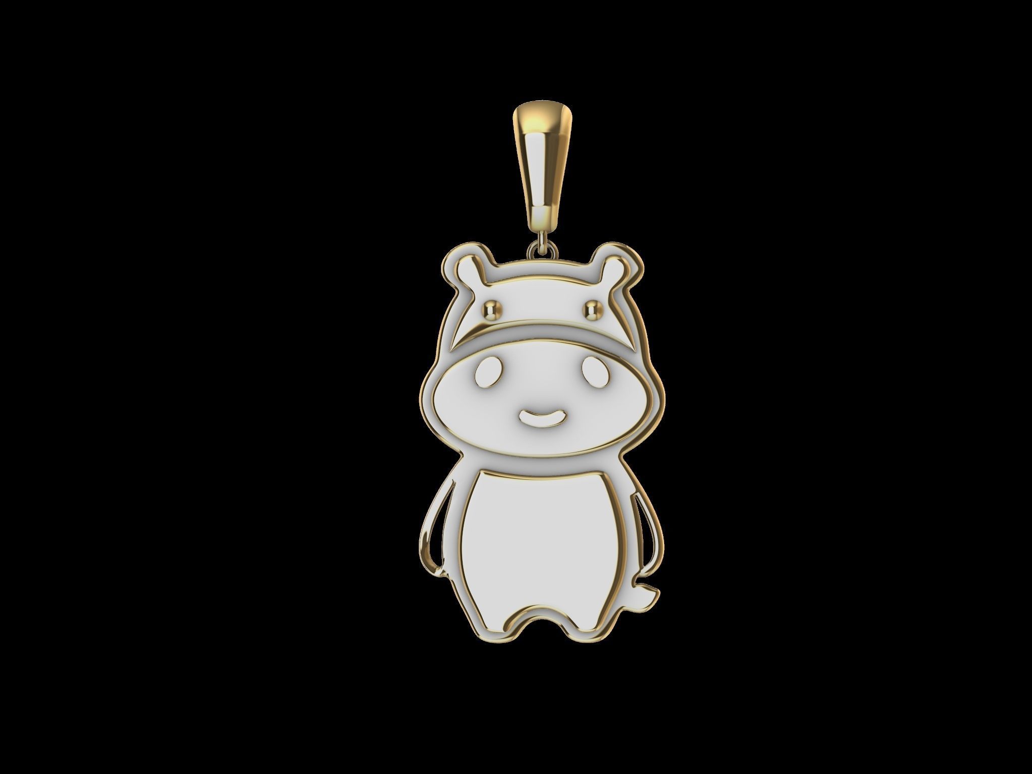 cute hippo pendant 3D print model_4