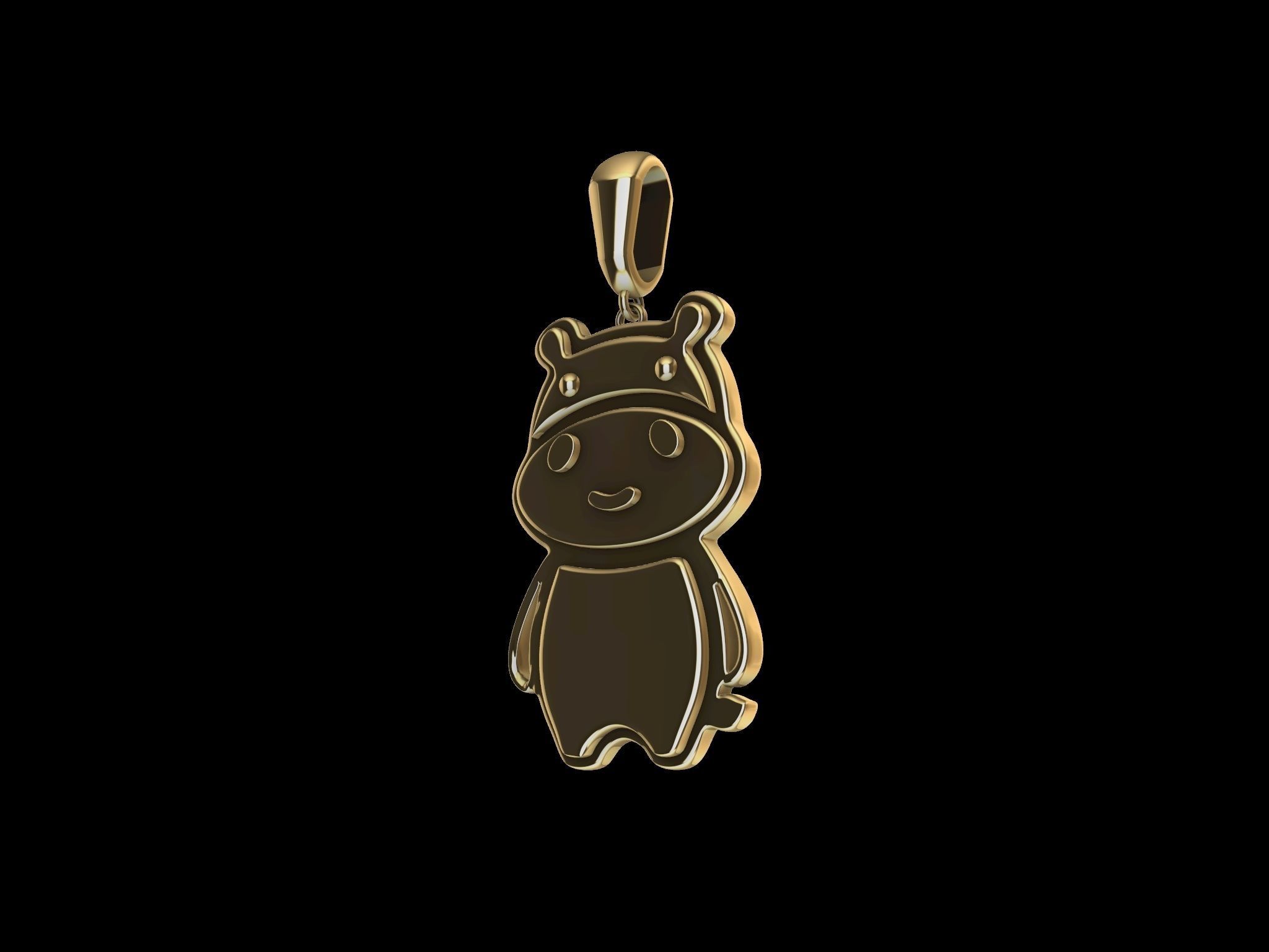 cute hippo pendant 3D print model_3