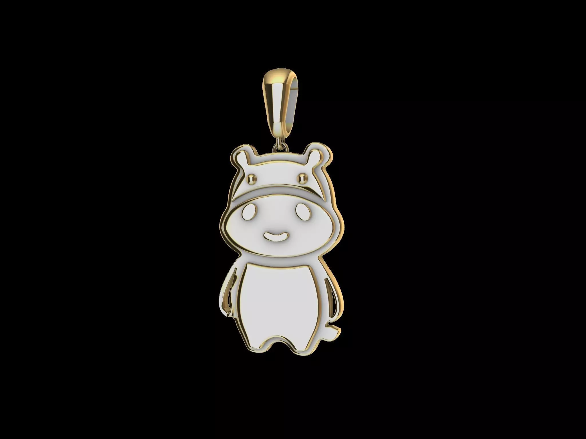 cute hippo pendant 3D print model_0