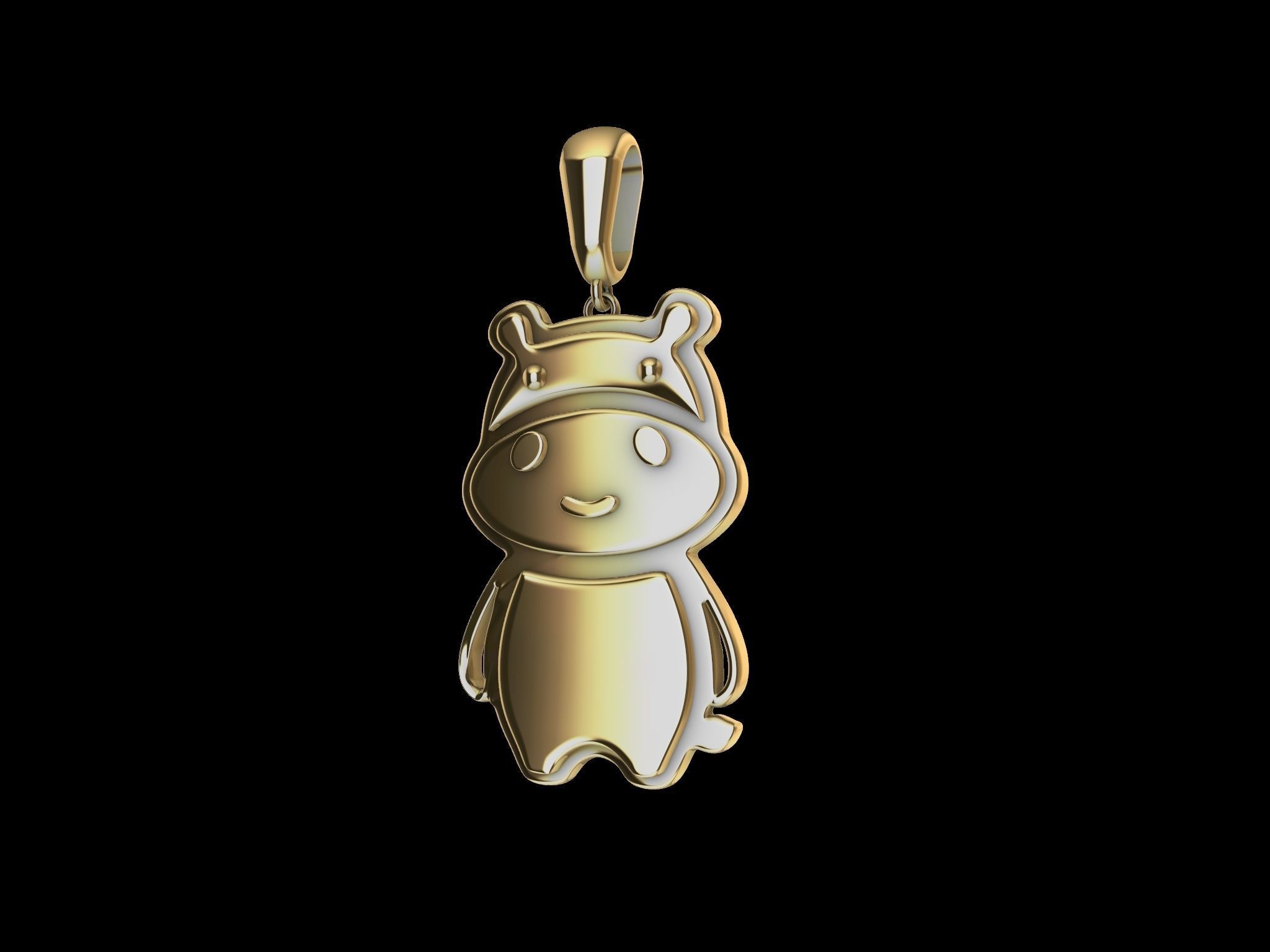 cute hippo pendant 3D print model_12