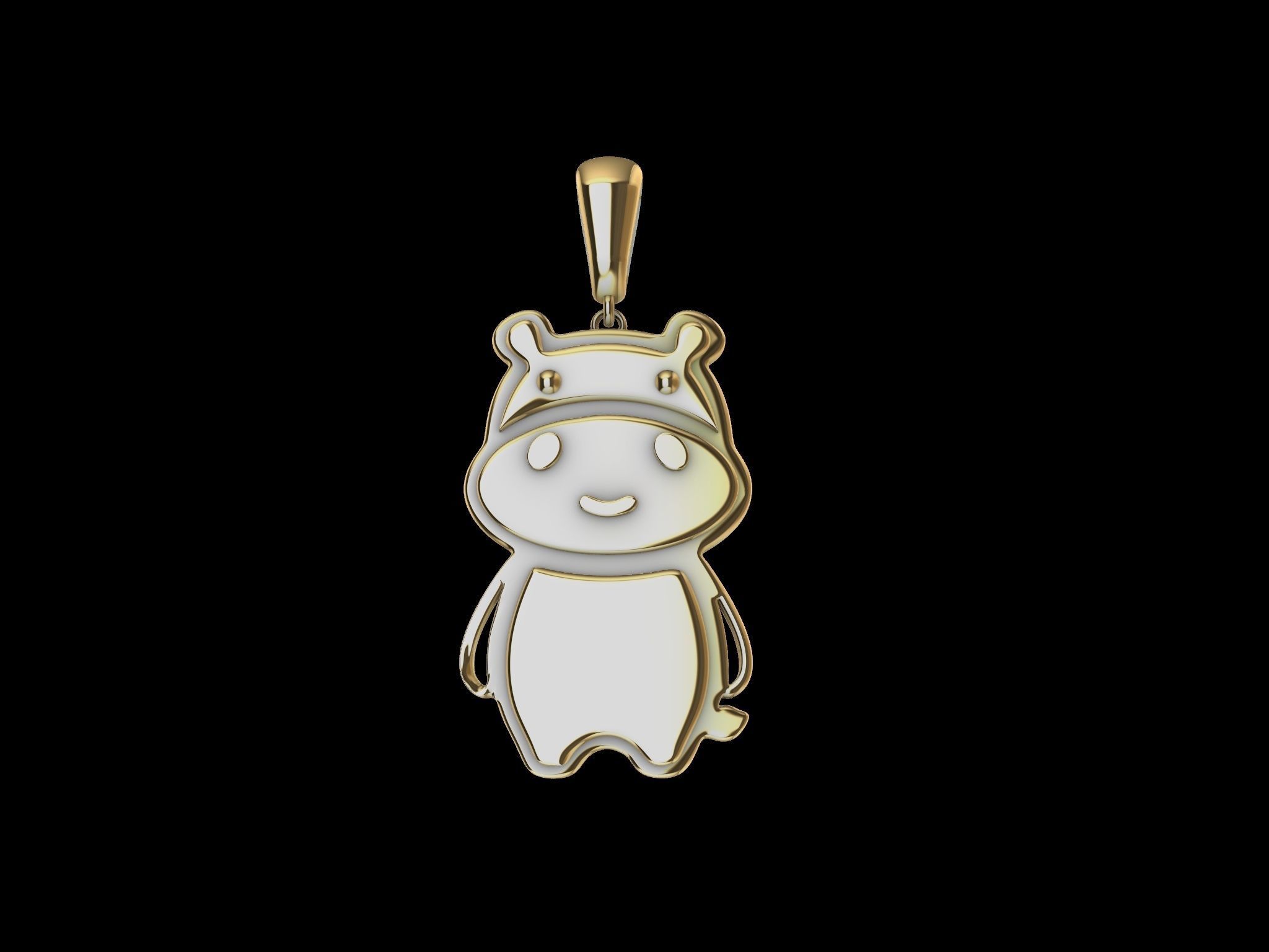 cute hippo pendant 3D print model_1