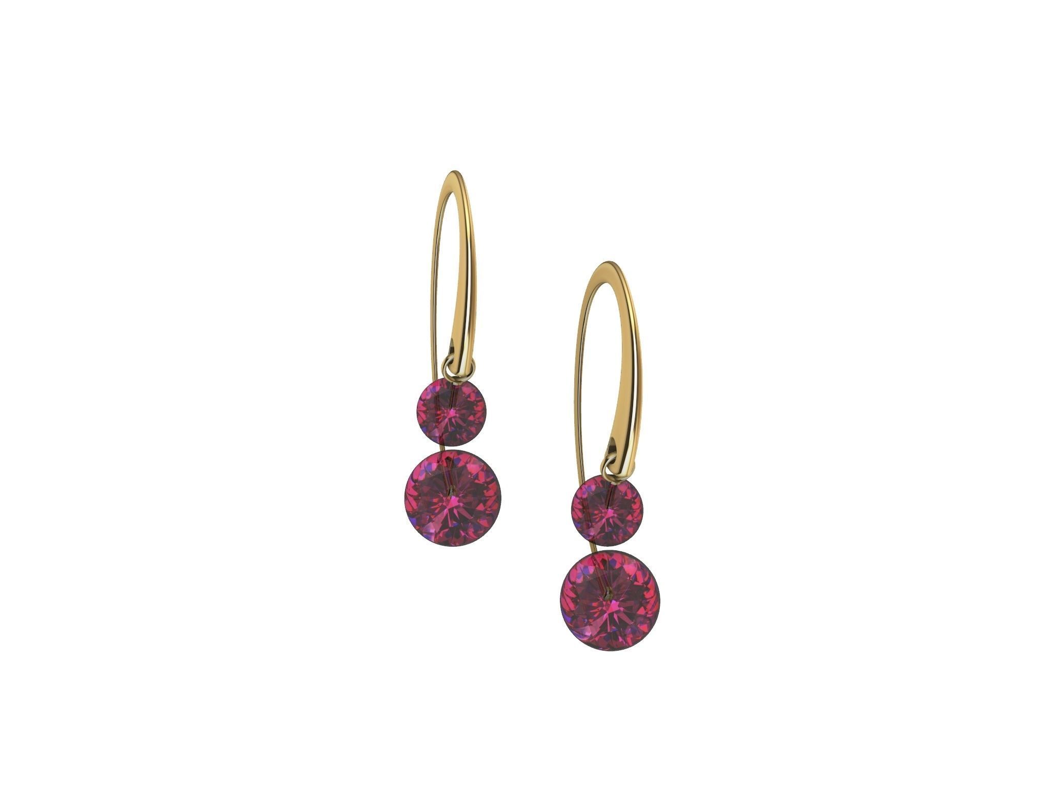 contemporary cherryfruit earwire earrings 3D print model_1