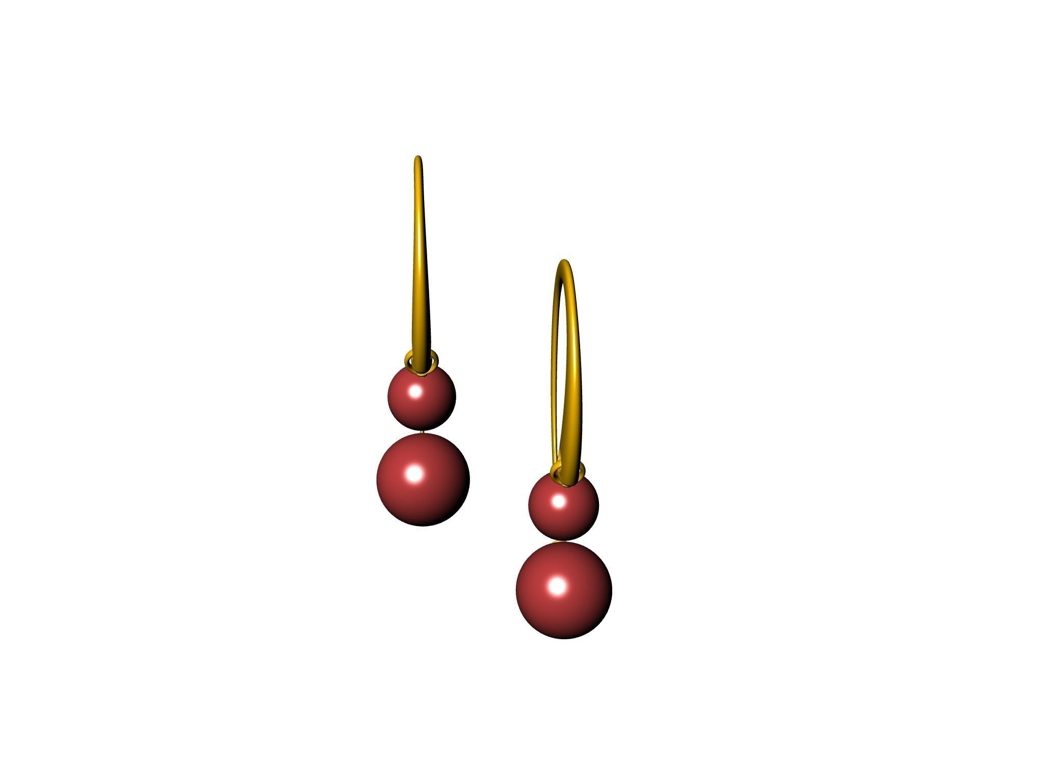 contemporary cherryfruit earwire earrings 3D print model_4