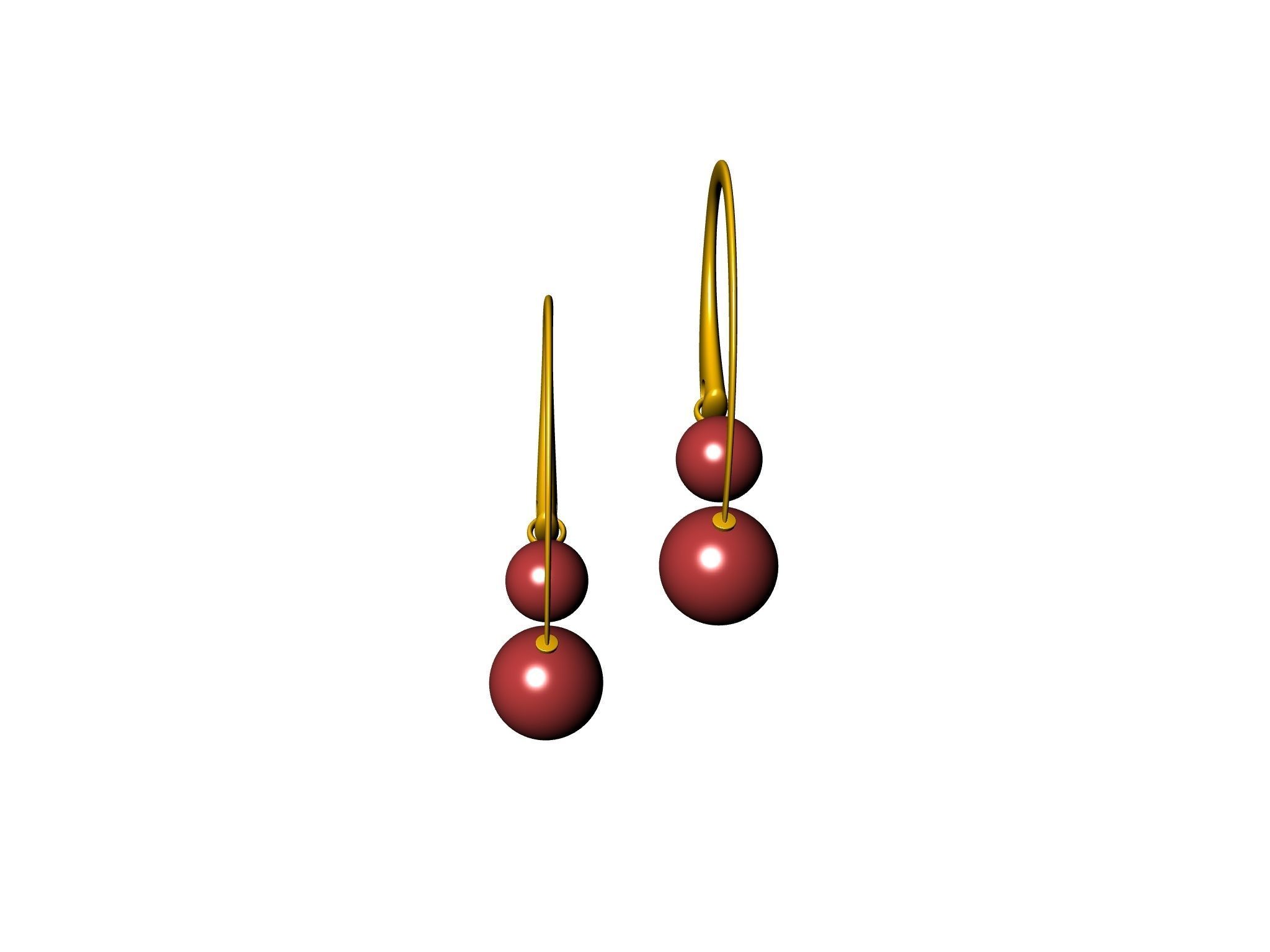 contemporary cherryfruit earwire earrings 3D print model_9