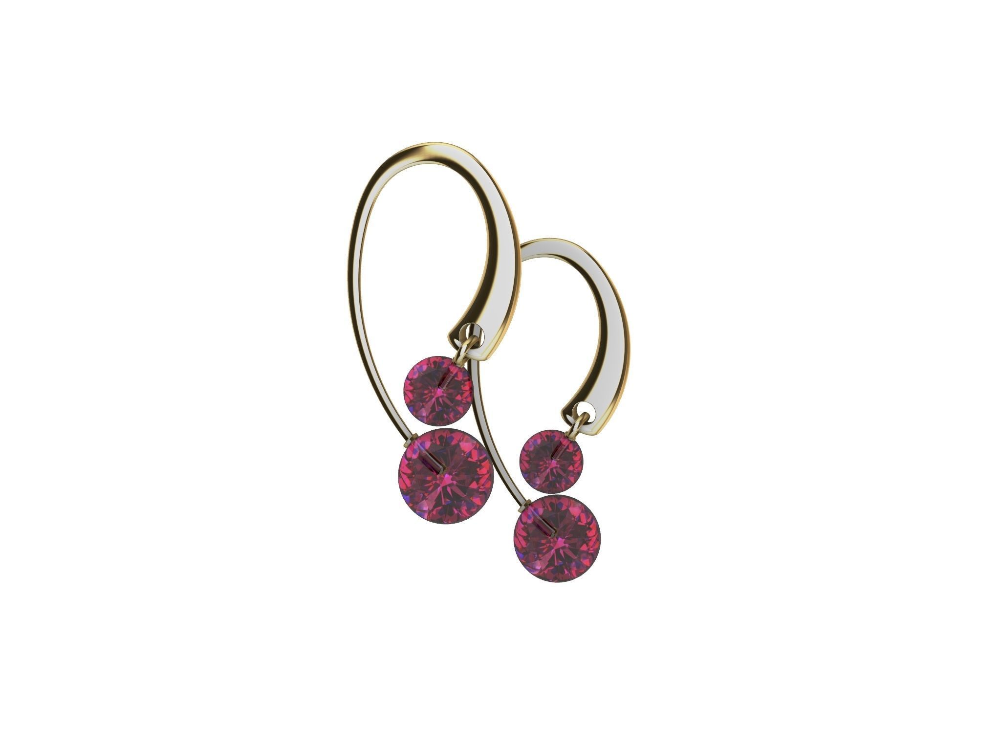 contemporary cherryfruit earwire earrings 3D print model_18