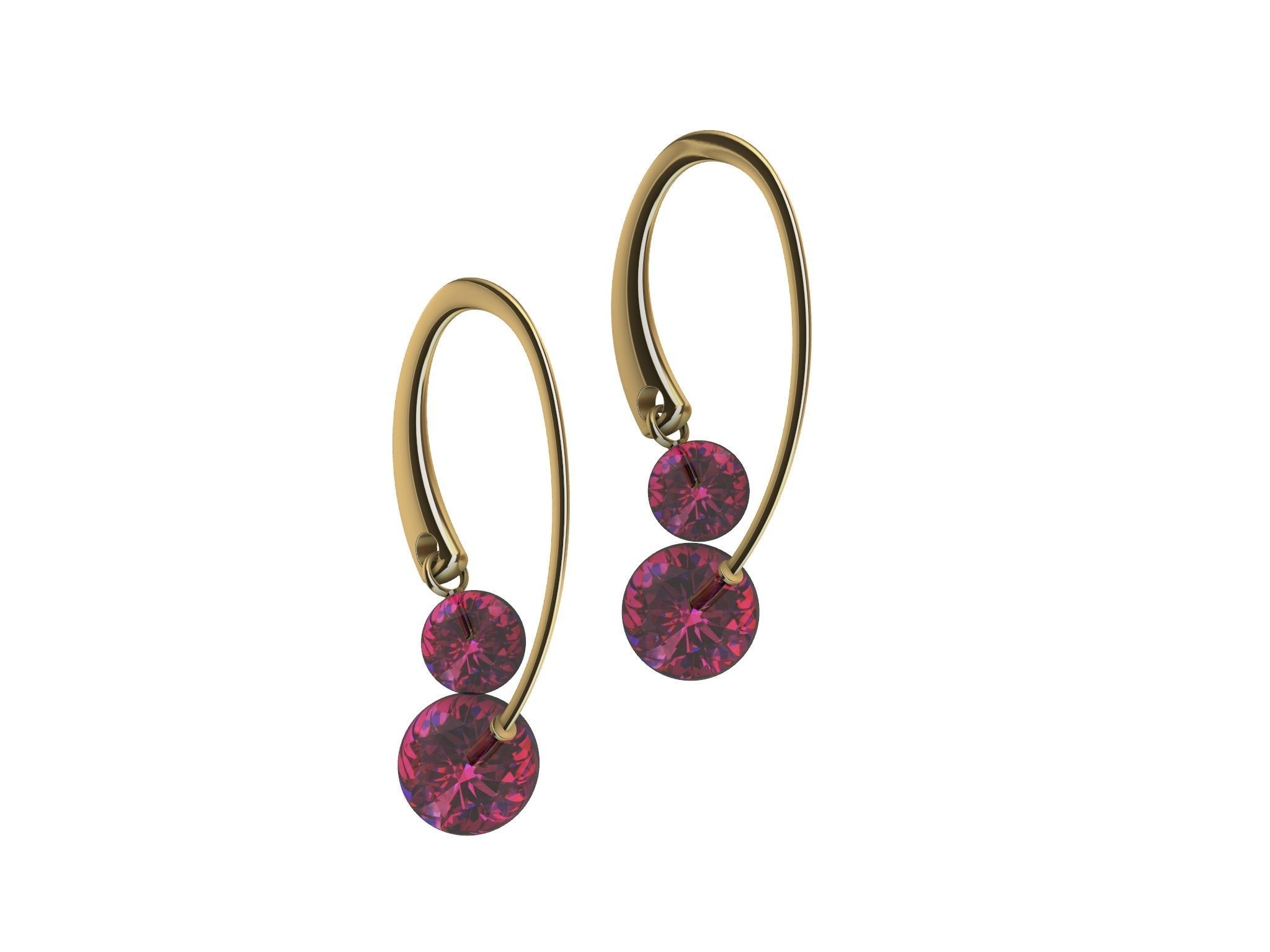 contemporary cherryfruit earwire earrings 3D print model_24