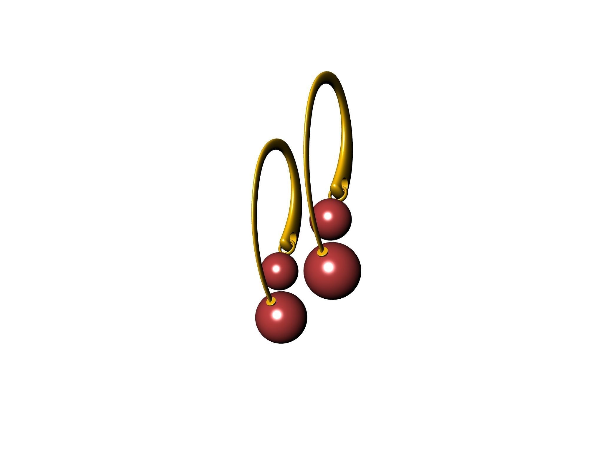 contemporary cherryfruit earwire earrings 3D print model_11