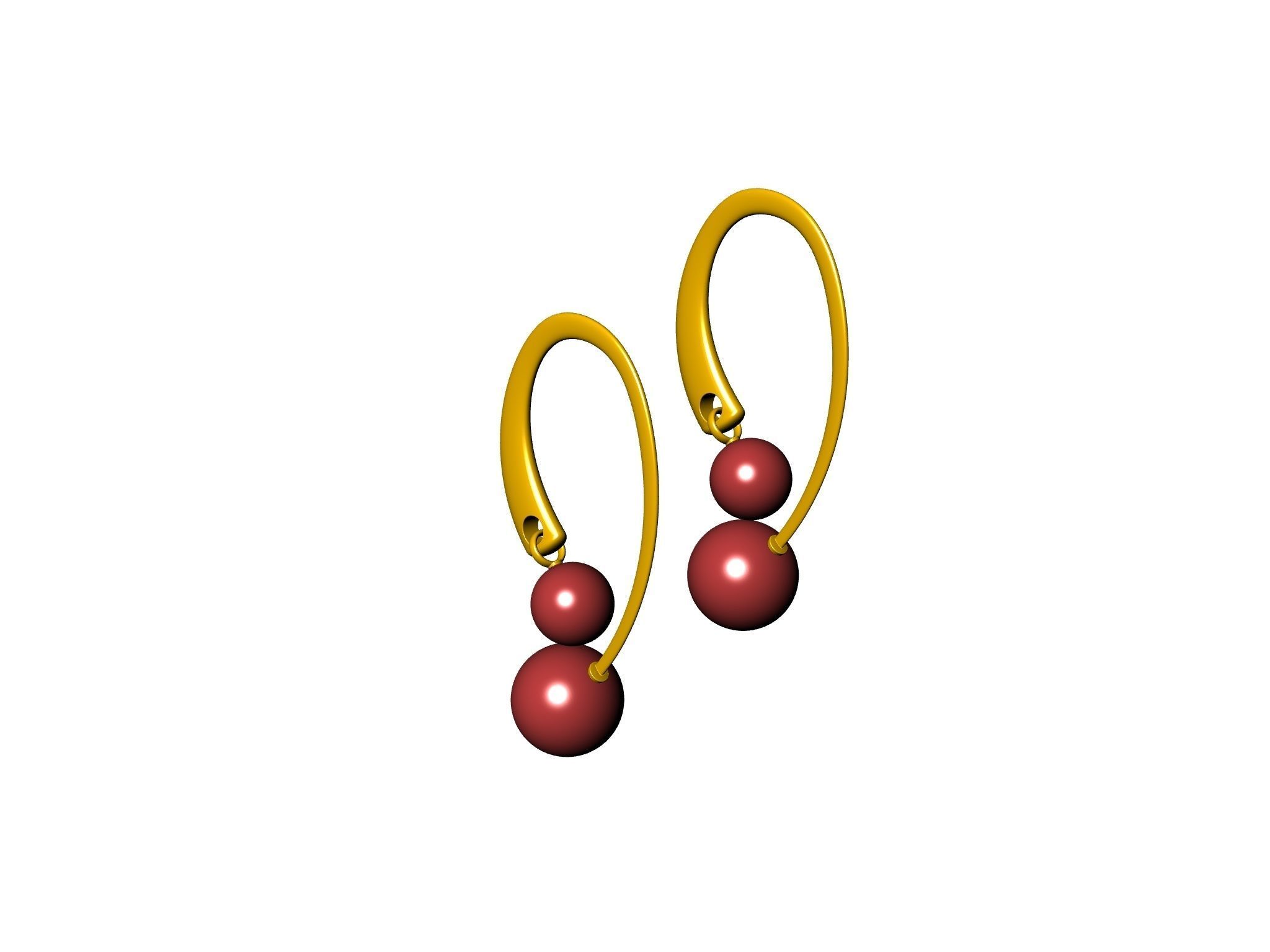 contemporary cherryfruit earwire earrings 3D print model_7