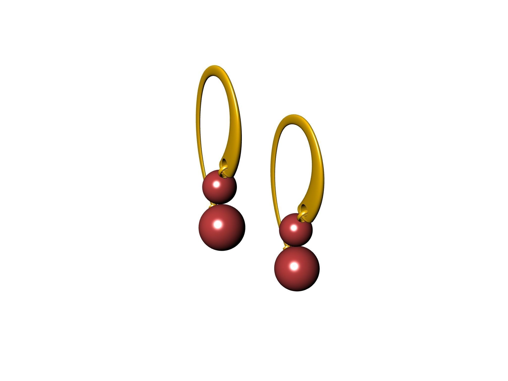 contemporary cherryfruit earwire earrings 3D print model_13