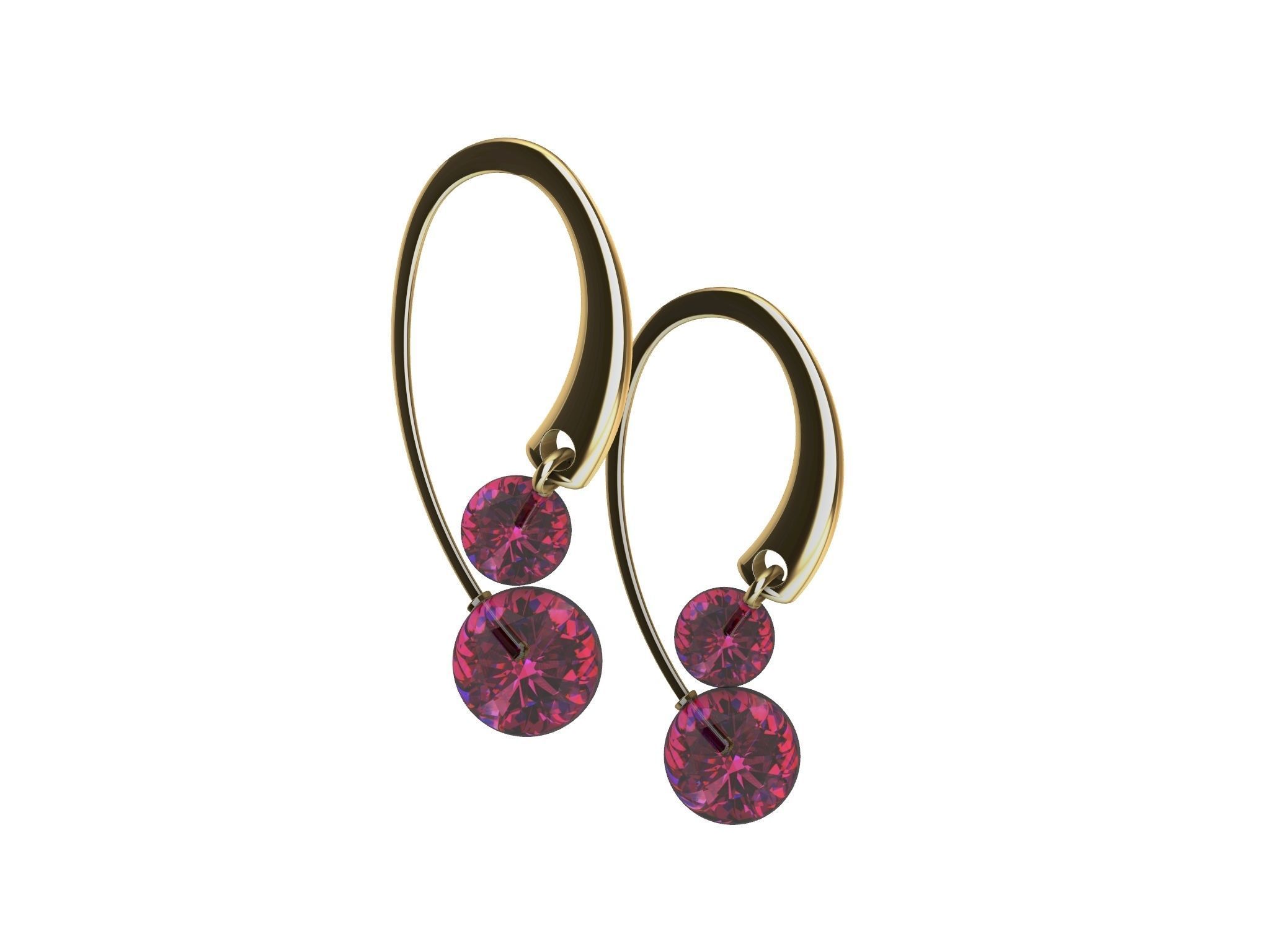 contemporary cherryfruit earwire earrings 3D print model_21