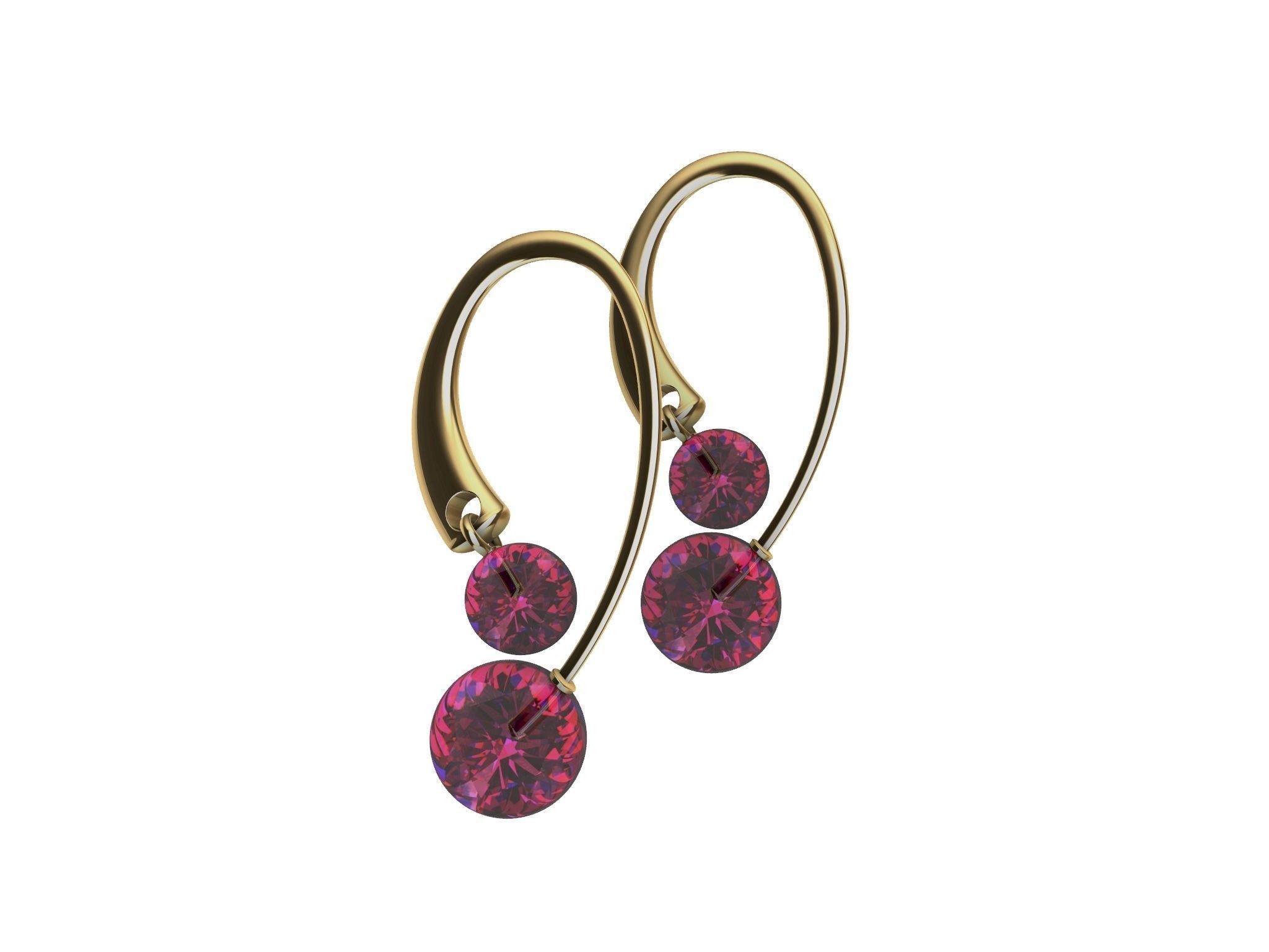 contemporary cherryfruit earwire earrings 3D print model_23