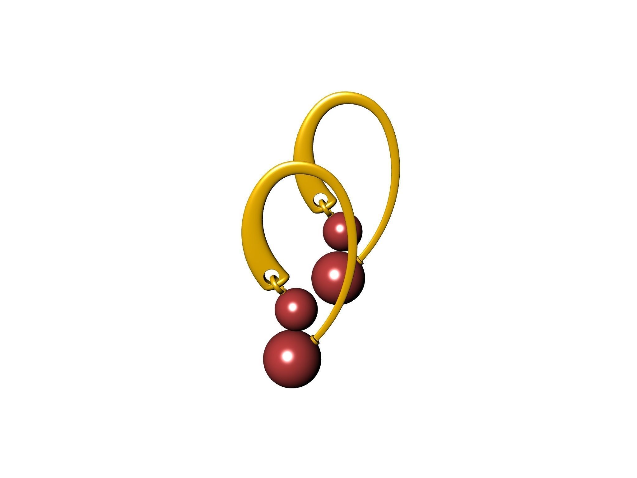 contemporary cherryfruit earwire earrings 3D print model_6