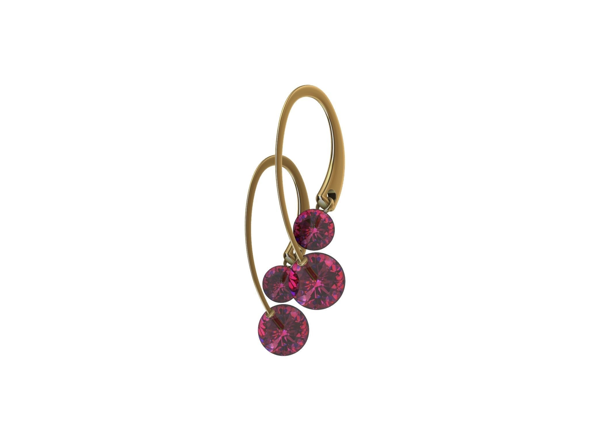 contemporary cherryfruit earwire earrings 3D print model_16