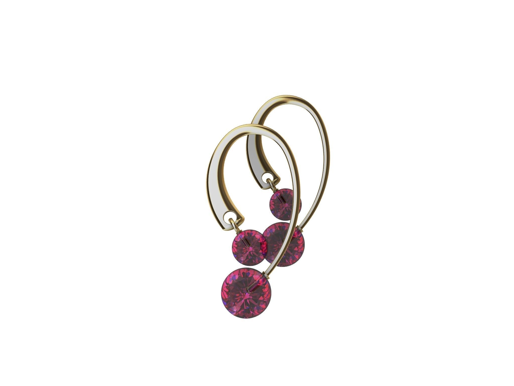 contemporary cherryfruit earwire earrings 3D print model_22