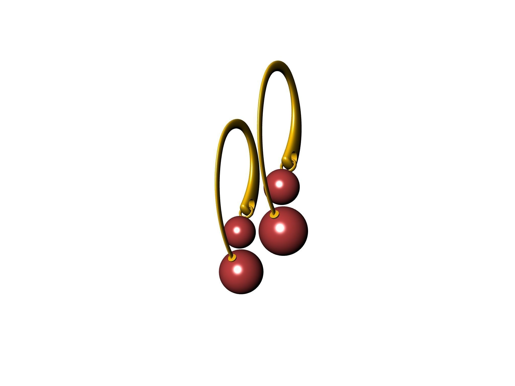 contemporary cherryfruit earwire earrings 3D print model_10