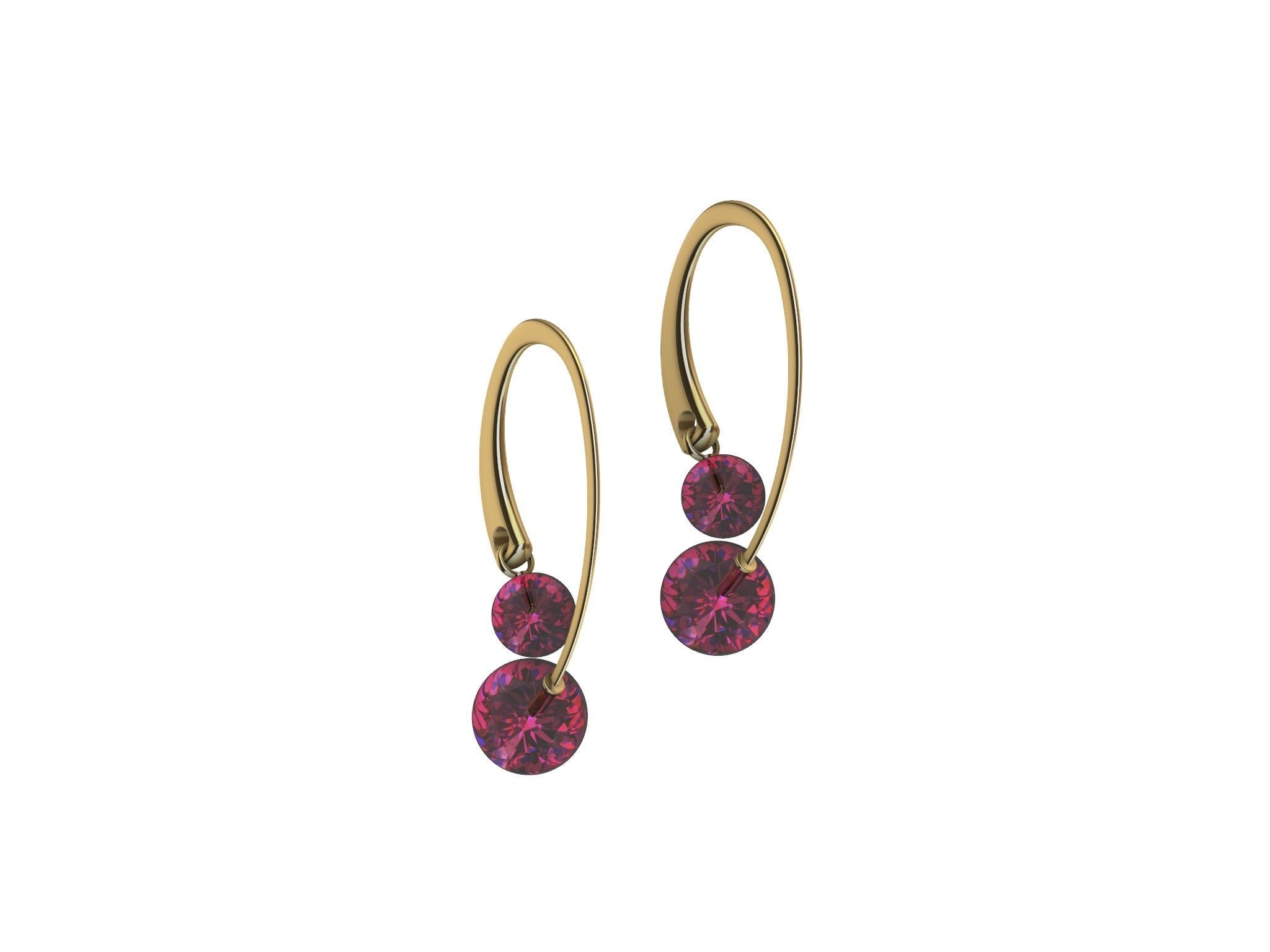 contemporary cherryfruit earwire earrings 3D print model_15