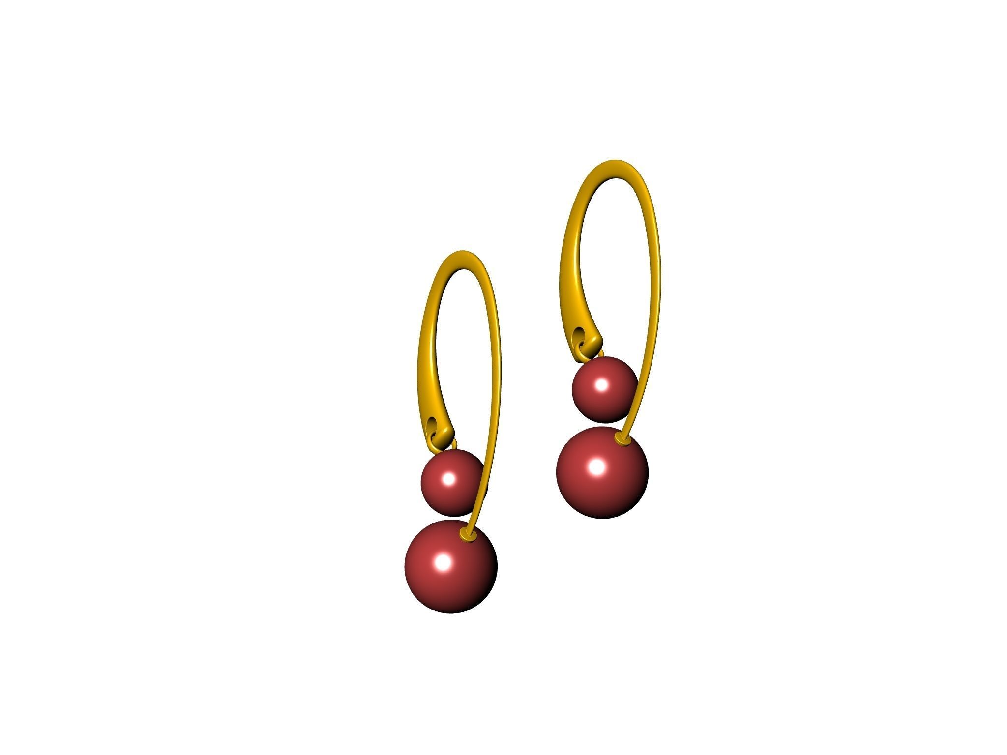 contemporary cherryfruit earwire earrings 3D print model_8