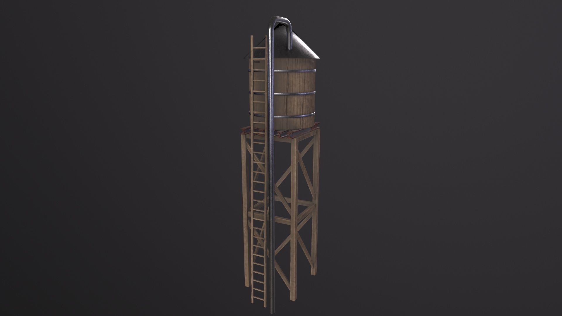 Water Tower 3D Model Low-poly 3D model_3