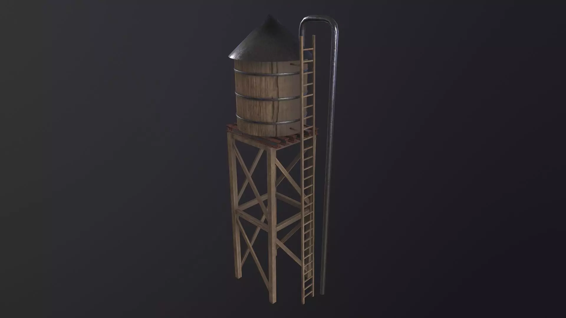 Water Tower 3D Model Low-poly 3D model_0