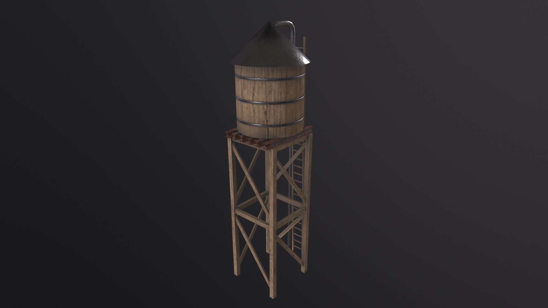 Water Tower 3D Model Low-poly 3D model_2