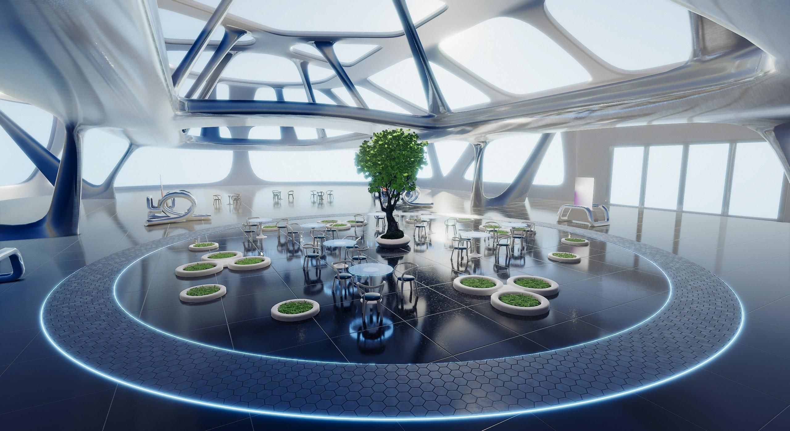  Exhibition Hall Futuristic Interior Unity Low-poly 3D model_5