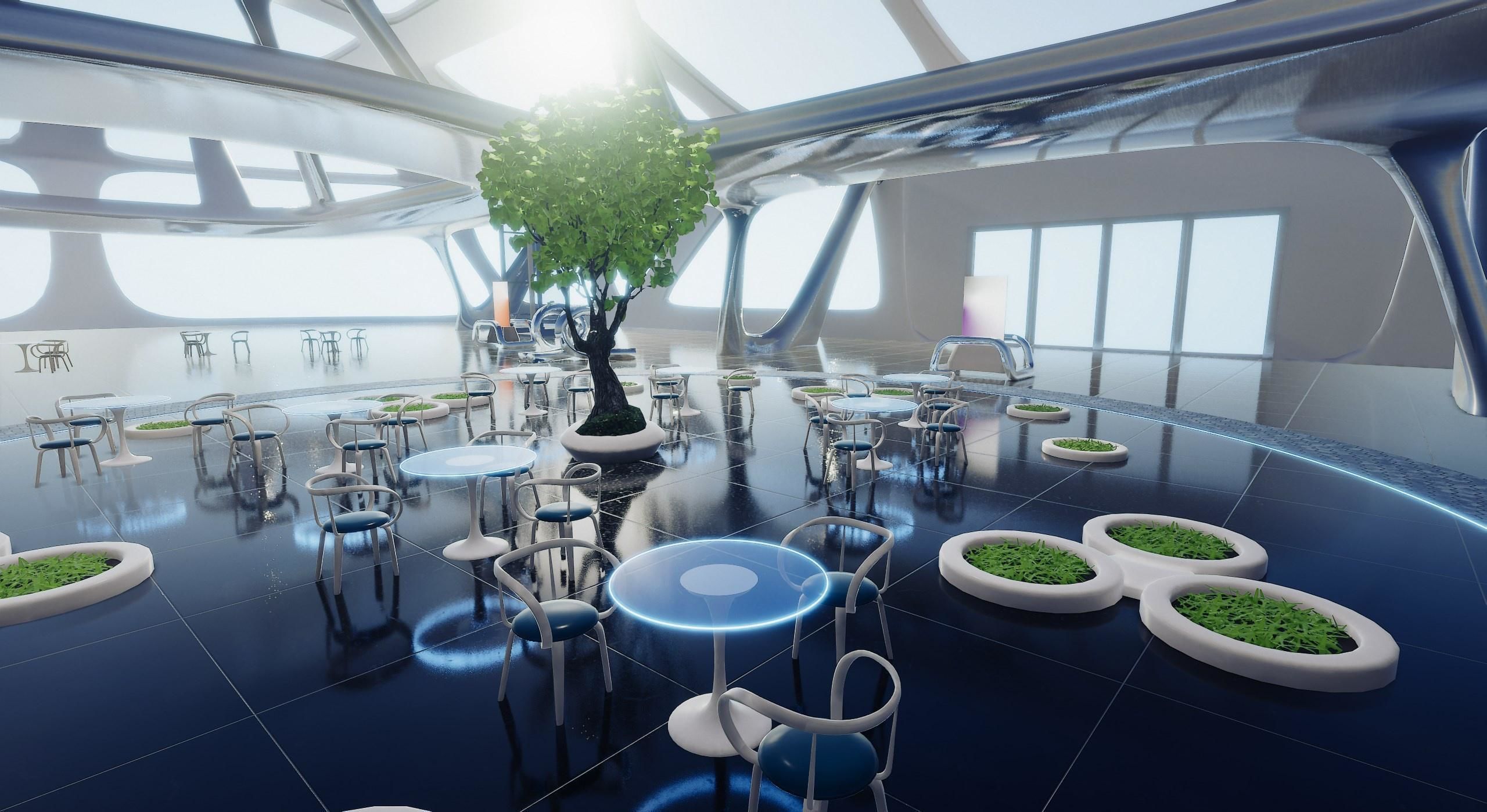  Exhibition Hall Futuristic Interior Unity Low-poly 3D model_6