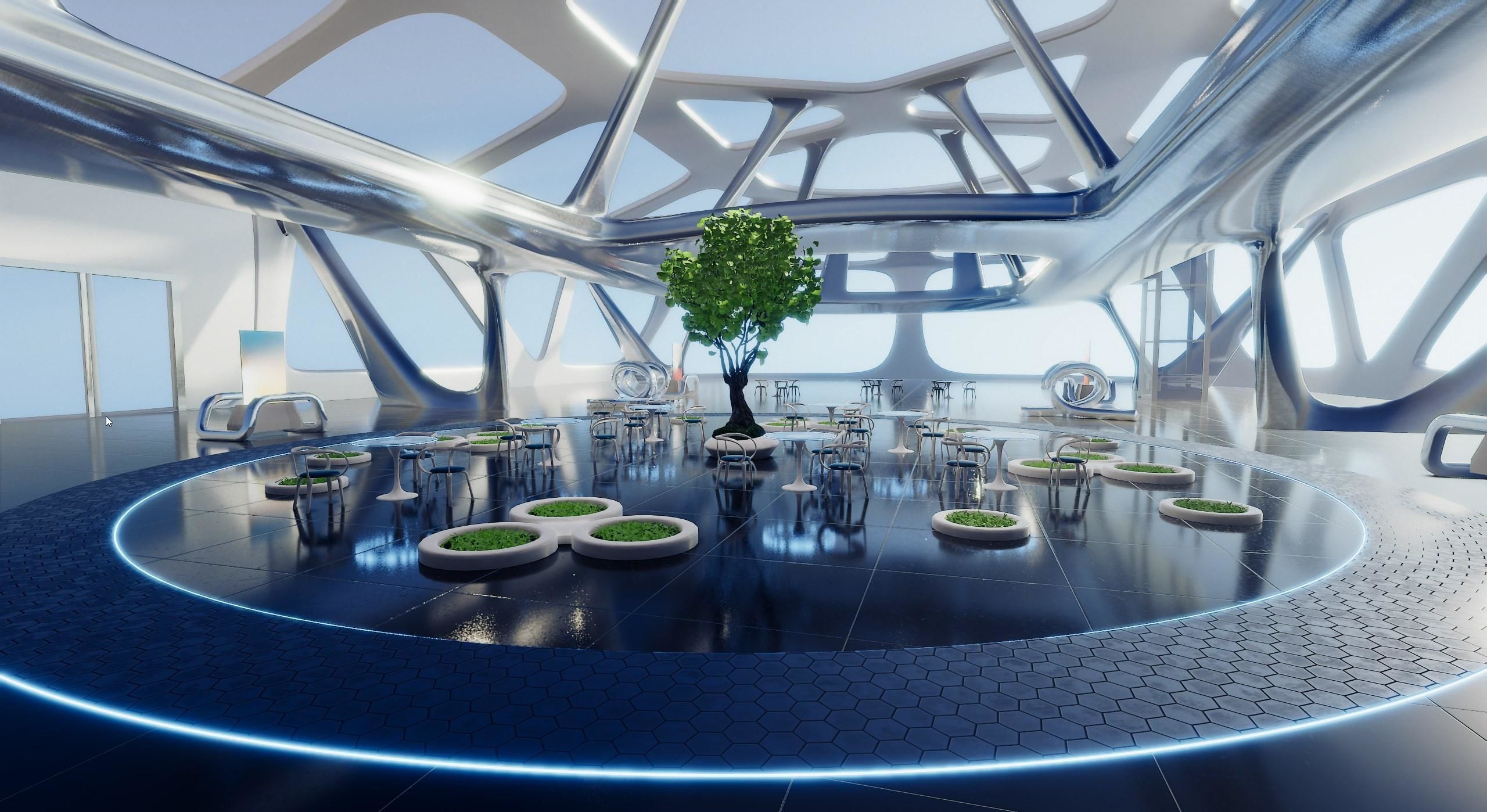  Exhibition Hall Futuristic Interior Unity Low-poly 3D model_4